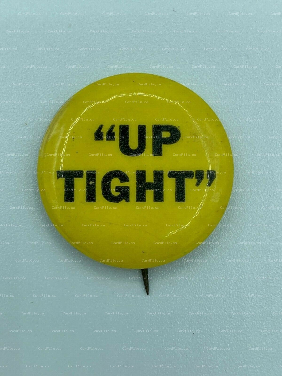 VINTAGE Yellow "Up Tight" Pinback Button - Yellow