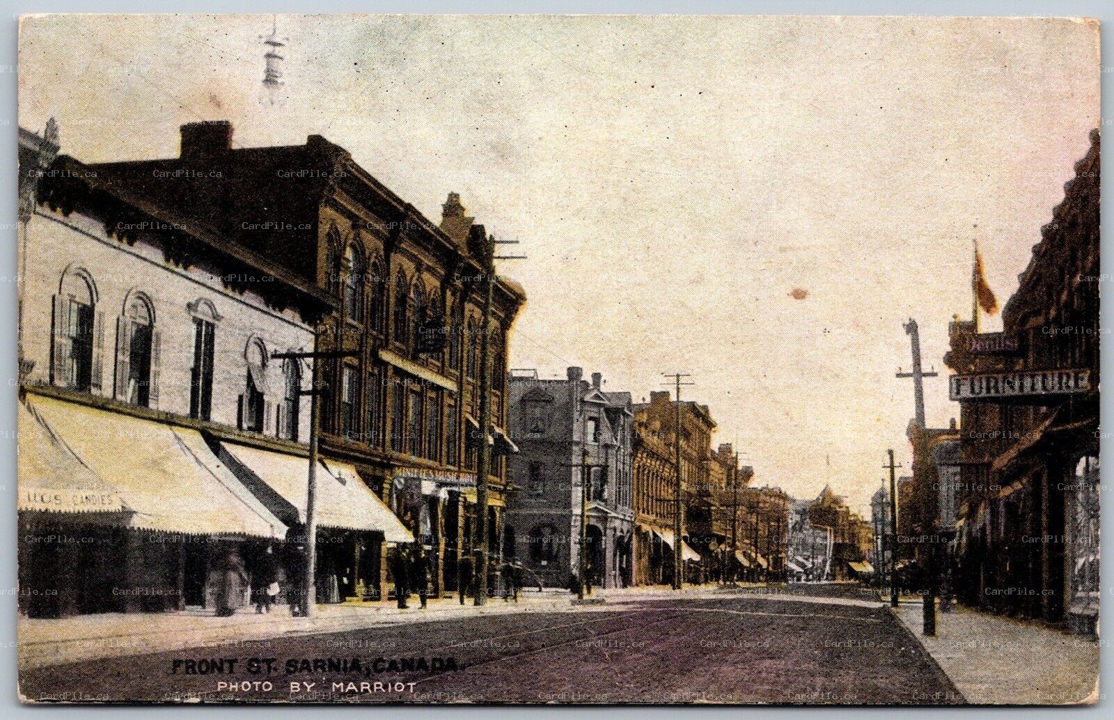 Postcard Sarnia Ontario c1909 Front Street Shops Lambton County Photo by Marriot