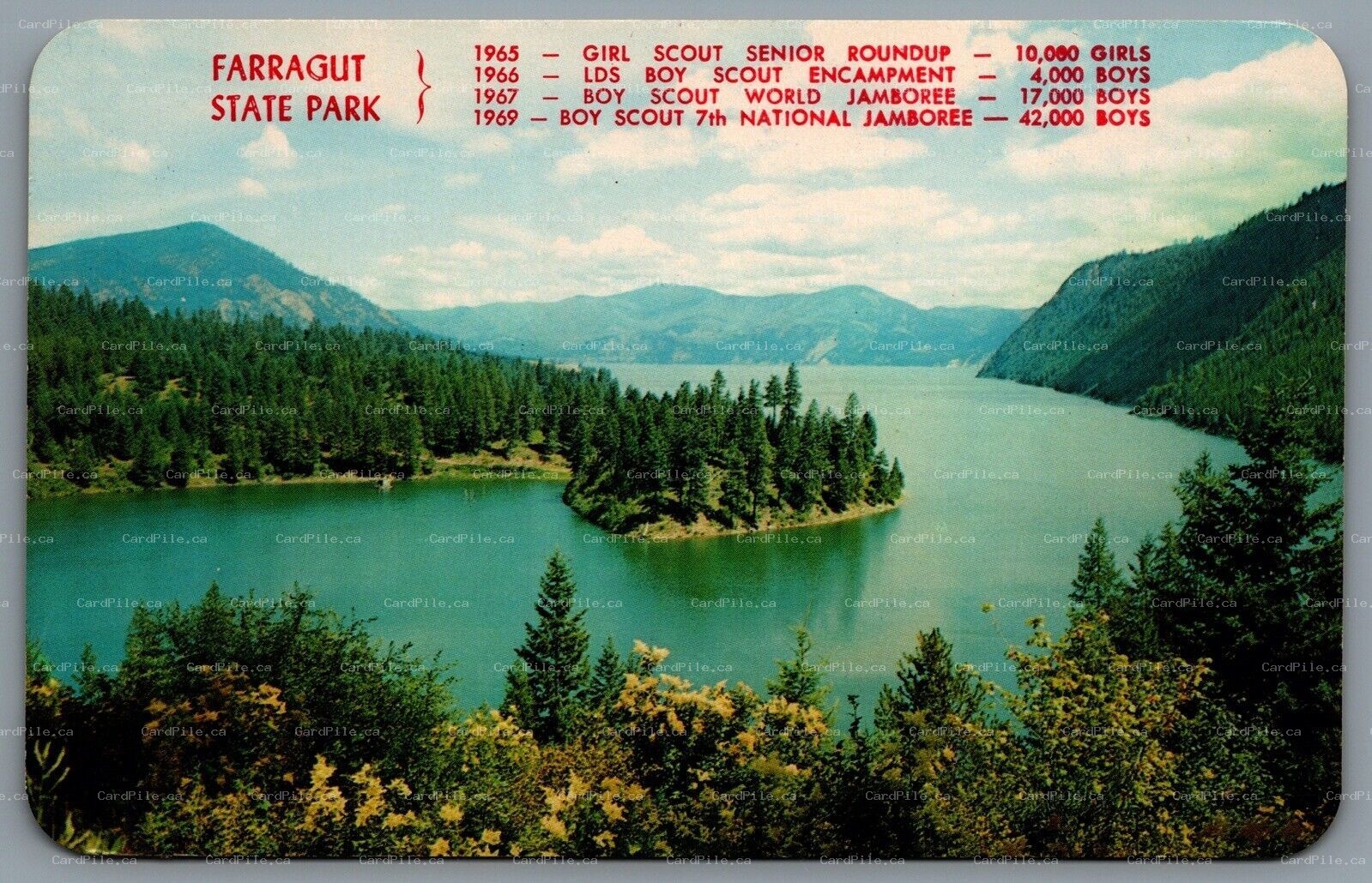 Postcard Athol ID c1965 Buttonhook Bay Girl Scout Senior Roundup Aerial View