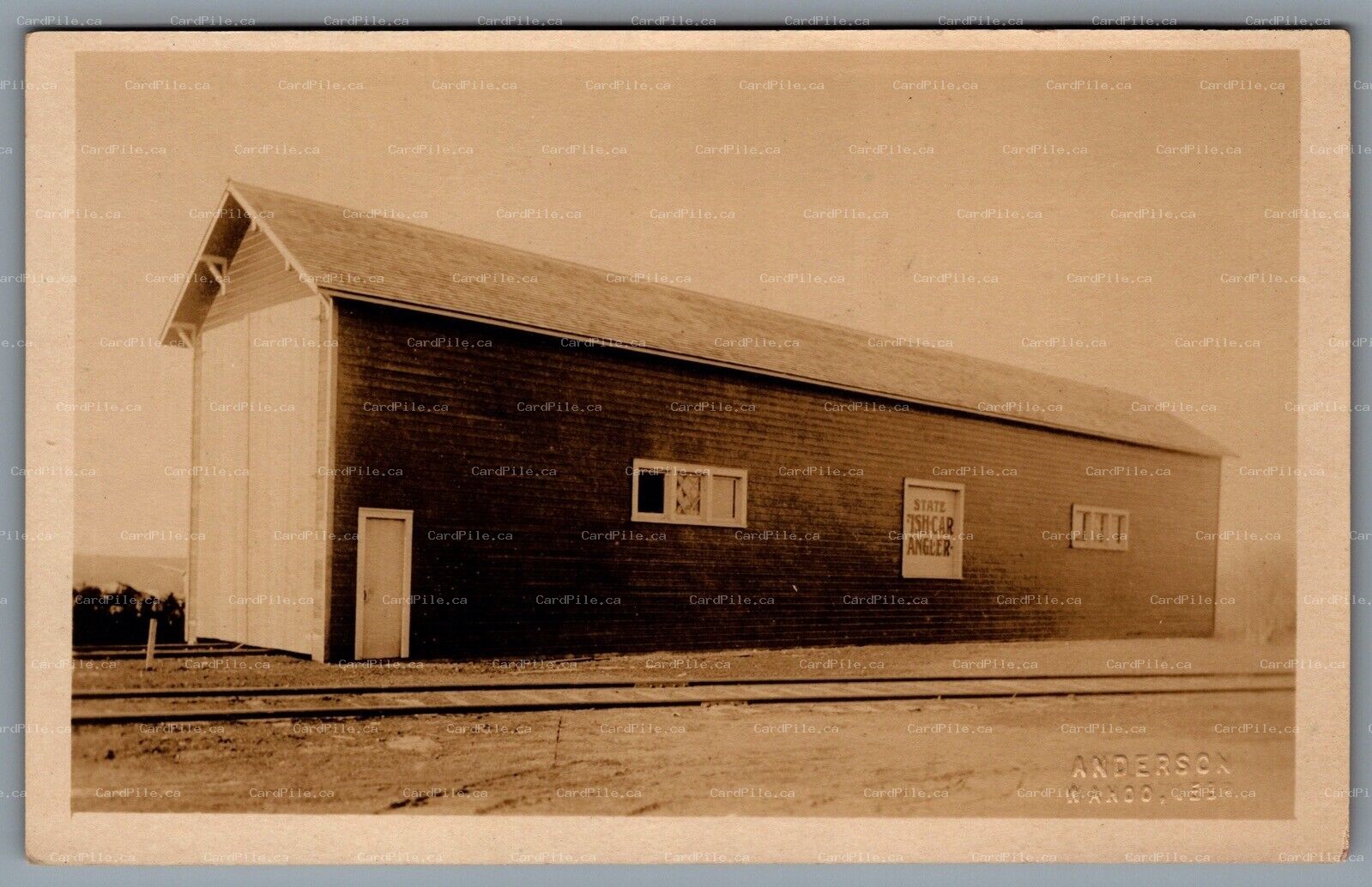 Postcard RPPC c1918 Gretna NE Angler Storage Shed Gretna Hatchery Train Tracks