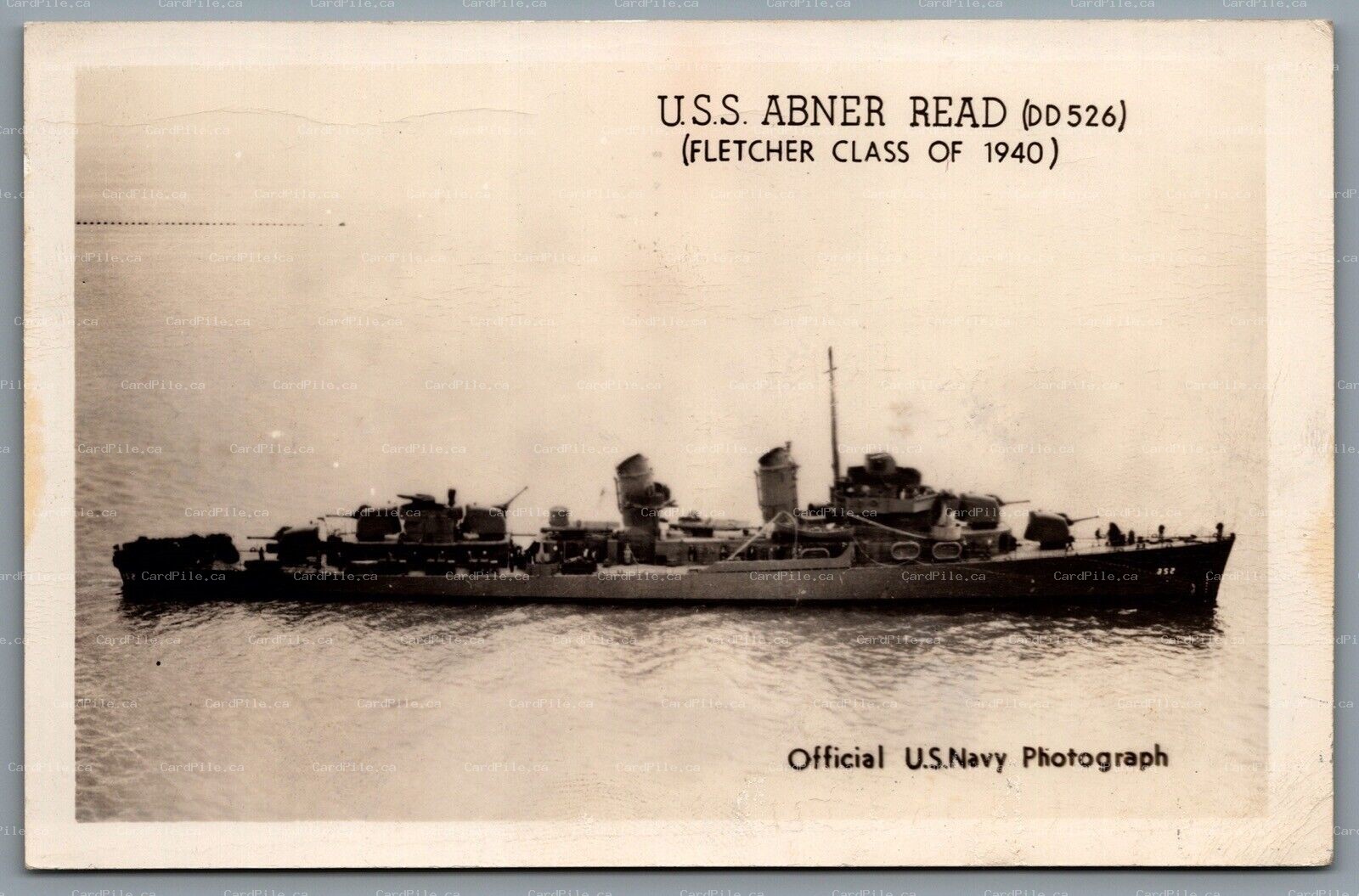 Postcard RPPC c1944 USS Abner Read DD 526 Fletcher Class Destroyer Named Sailor