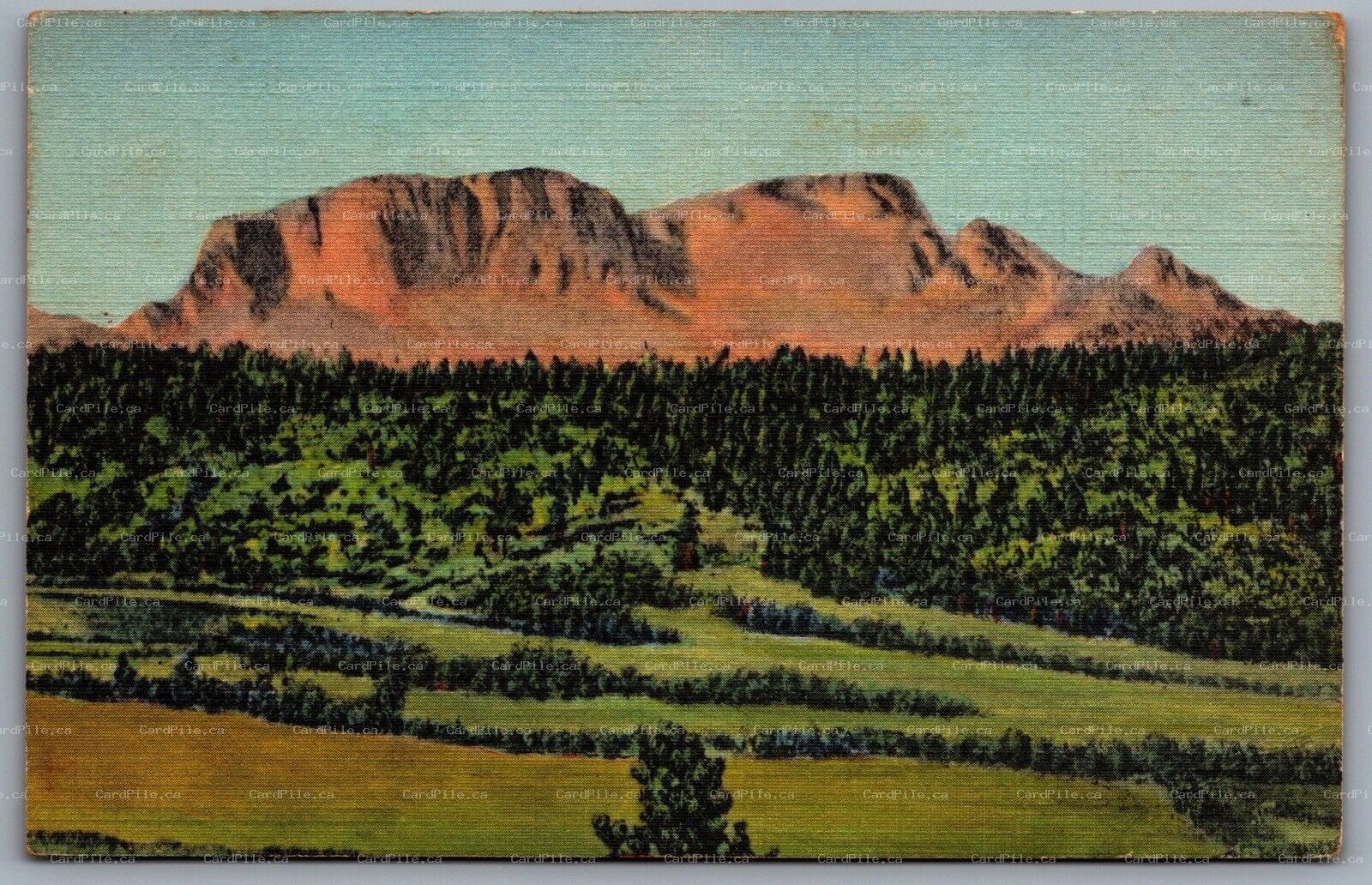 Postcard Sante Fe NM c1938 Hermits Peak Forming a Human Face Highway 85 Linen