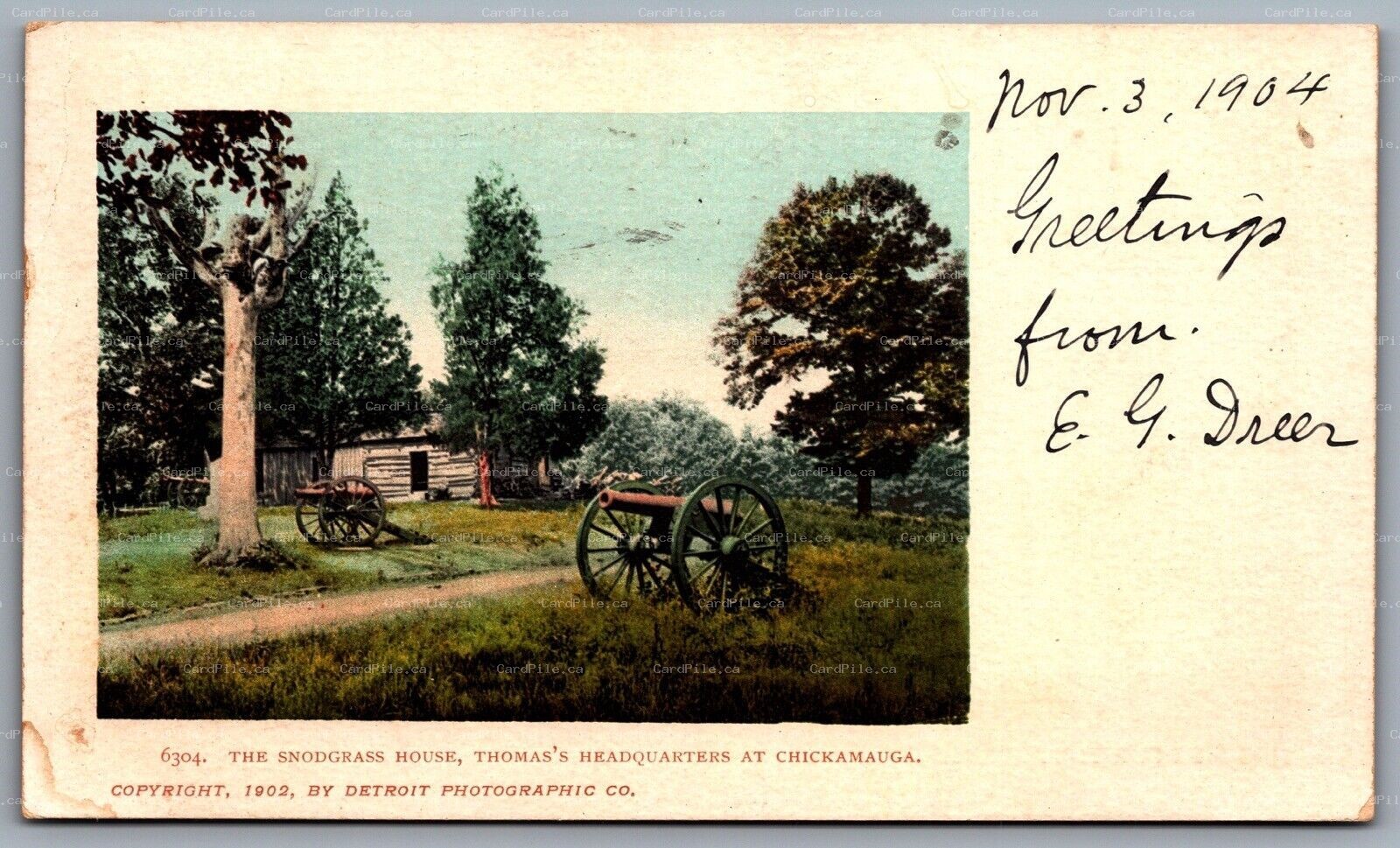 Postcard Chickamauga TN c1902 The Snodgrass House Cannons Thomas George Henry