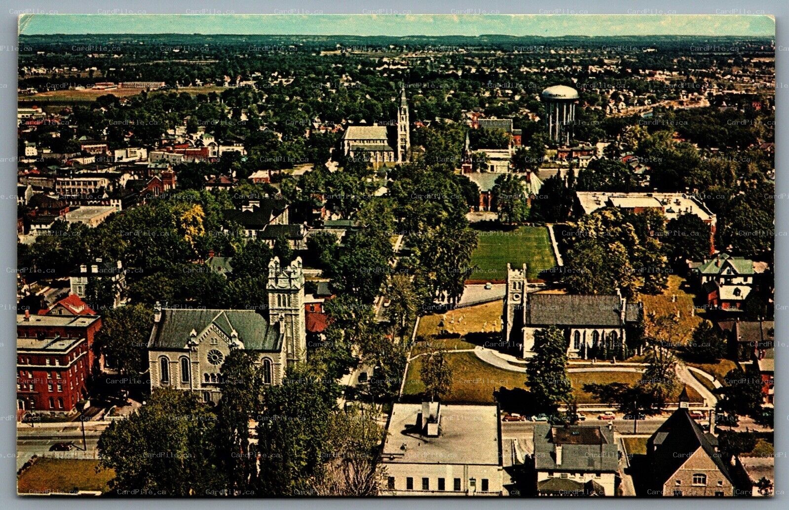 Postcard Belleville Ontario c1960s Birds Eye View Bay of Quinte