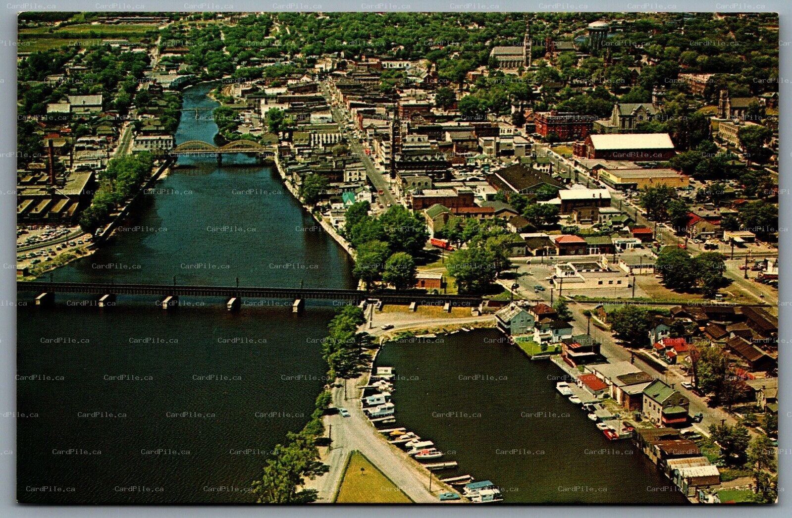 Postcard Belleville Ontario c1960s Birds Eye View of Beautiful Belleville