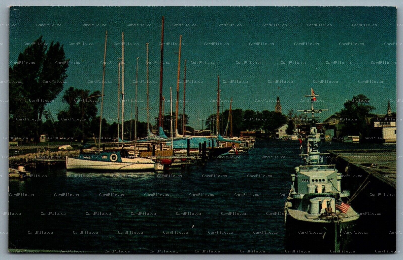 Postcard Belleville Ontario c1960s Harbour and Yacht Club Boats 