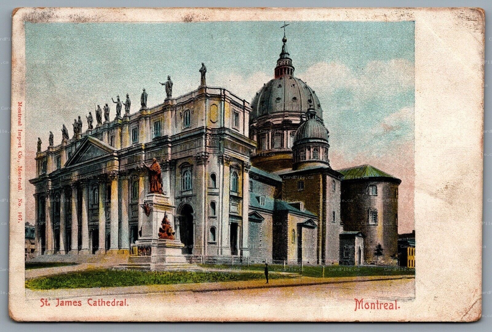 Postcard Montreal Quebec c1908 St. James Cathedral Hand Tinted