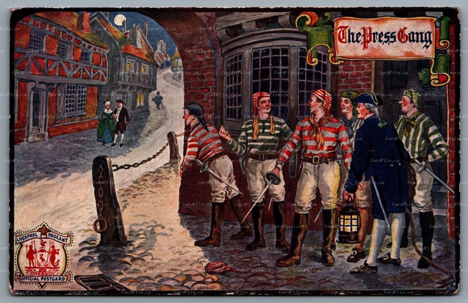 Postcard UK c1920s Liverpool Pageant The Press Gang G. G. Walmsley