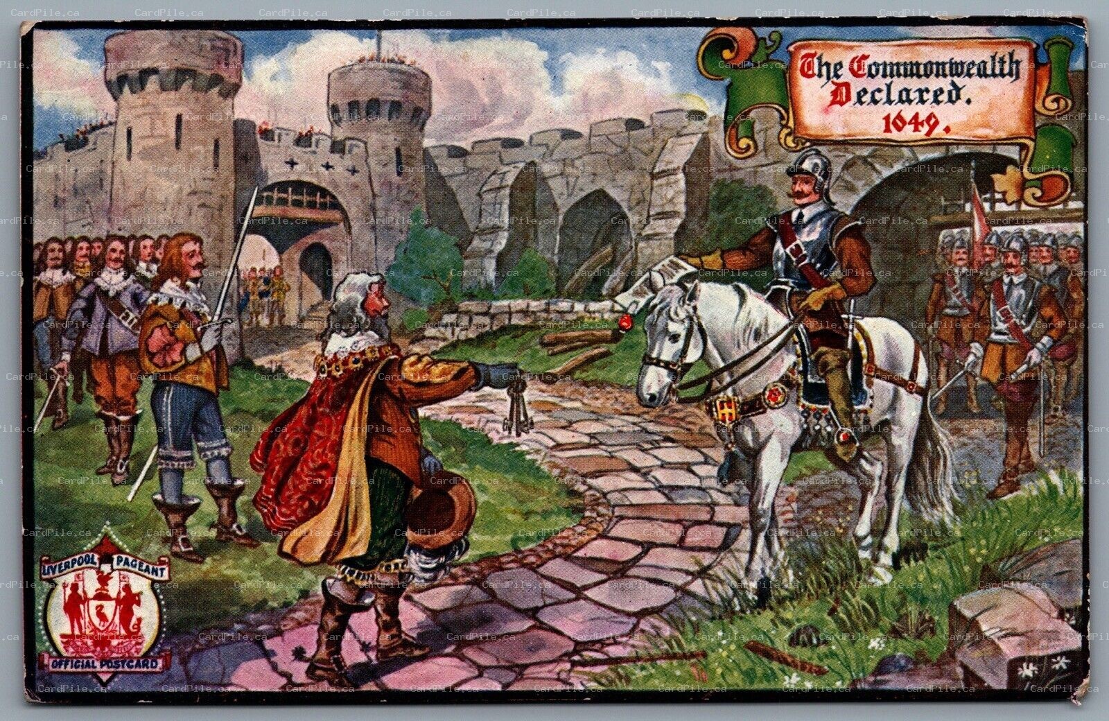 Postcard UK c1920s Liverpool Pageant The Commonwealth Declared 1649