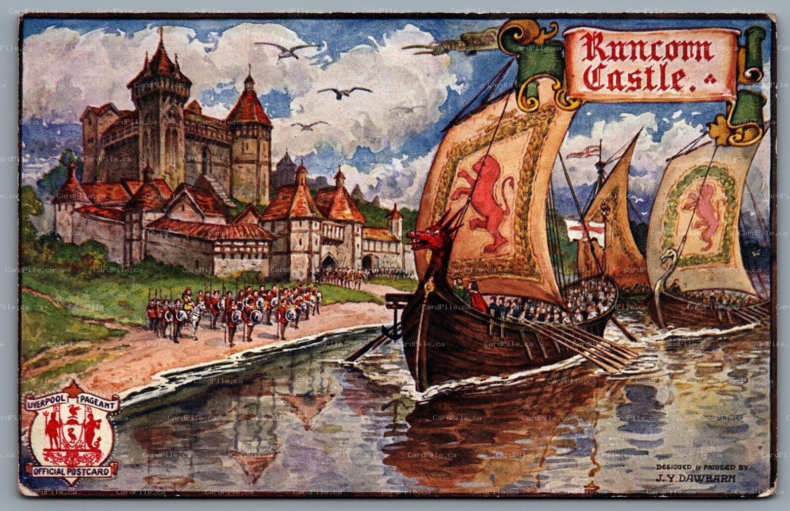 Postcard UK c1920s Liverpool Pageant Rancorn Castle J. Y. Dawbarn G. G. Walmsley