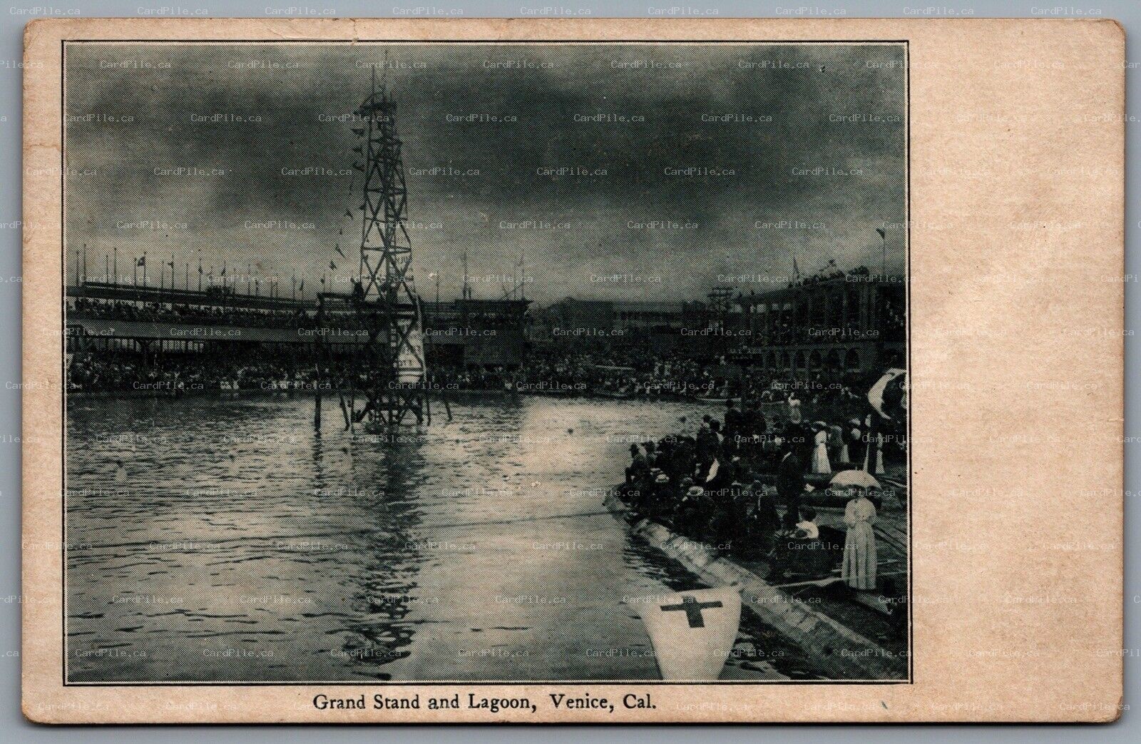 Postcard Venice CA c1904 Grand Stand And Lagoon Diving Tower 