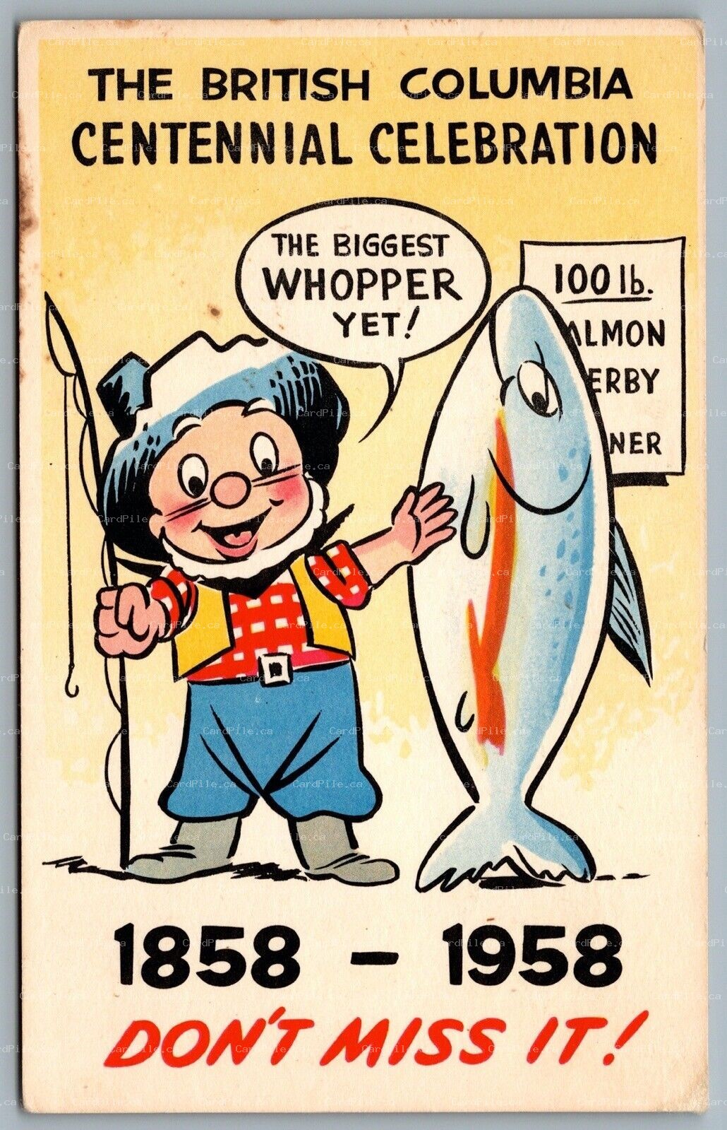 Postcard British Columbia c1958 Centennial Celebration Birthday Advertisement