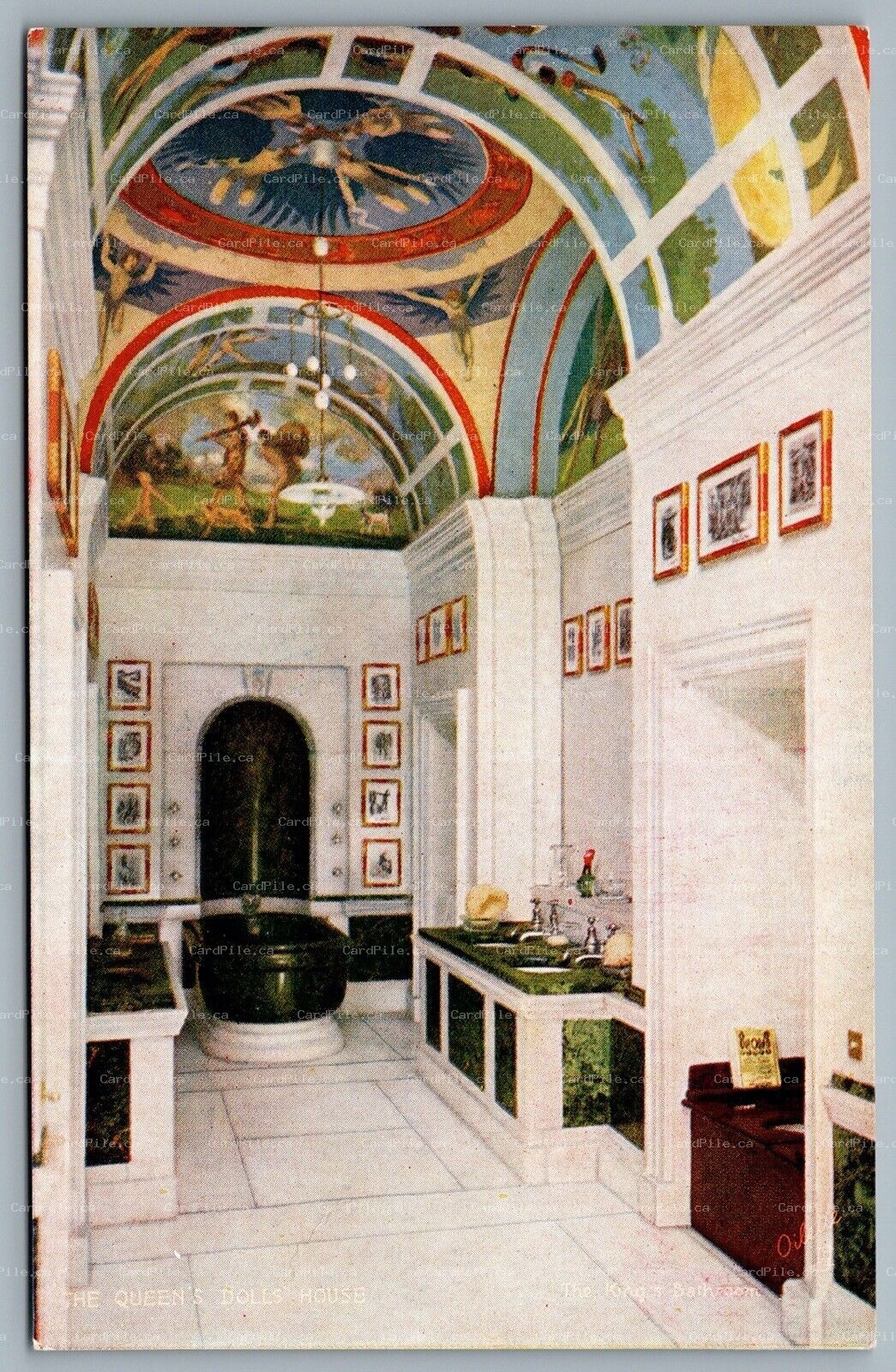 Postcard London UK c1920s Tuck Oilette Queens Doll House The Kings Bathroom