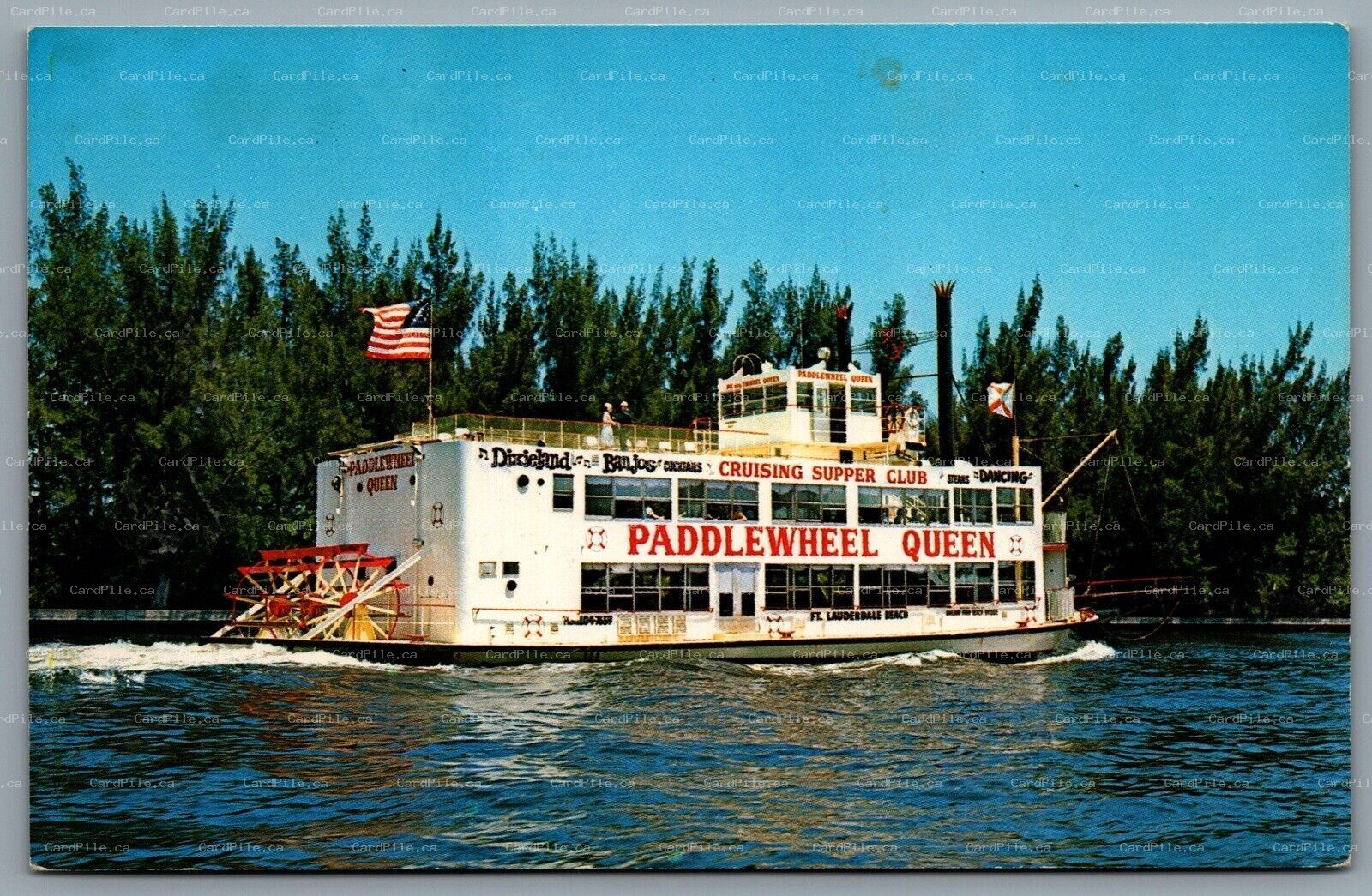 Postcard Ft Lauderdale FL 1970s Paddlewheel Queen Cruising Supper Club Dixieland