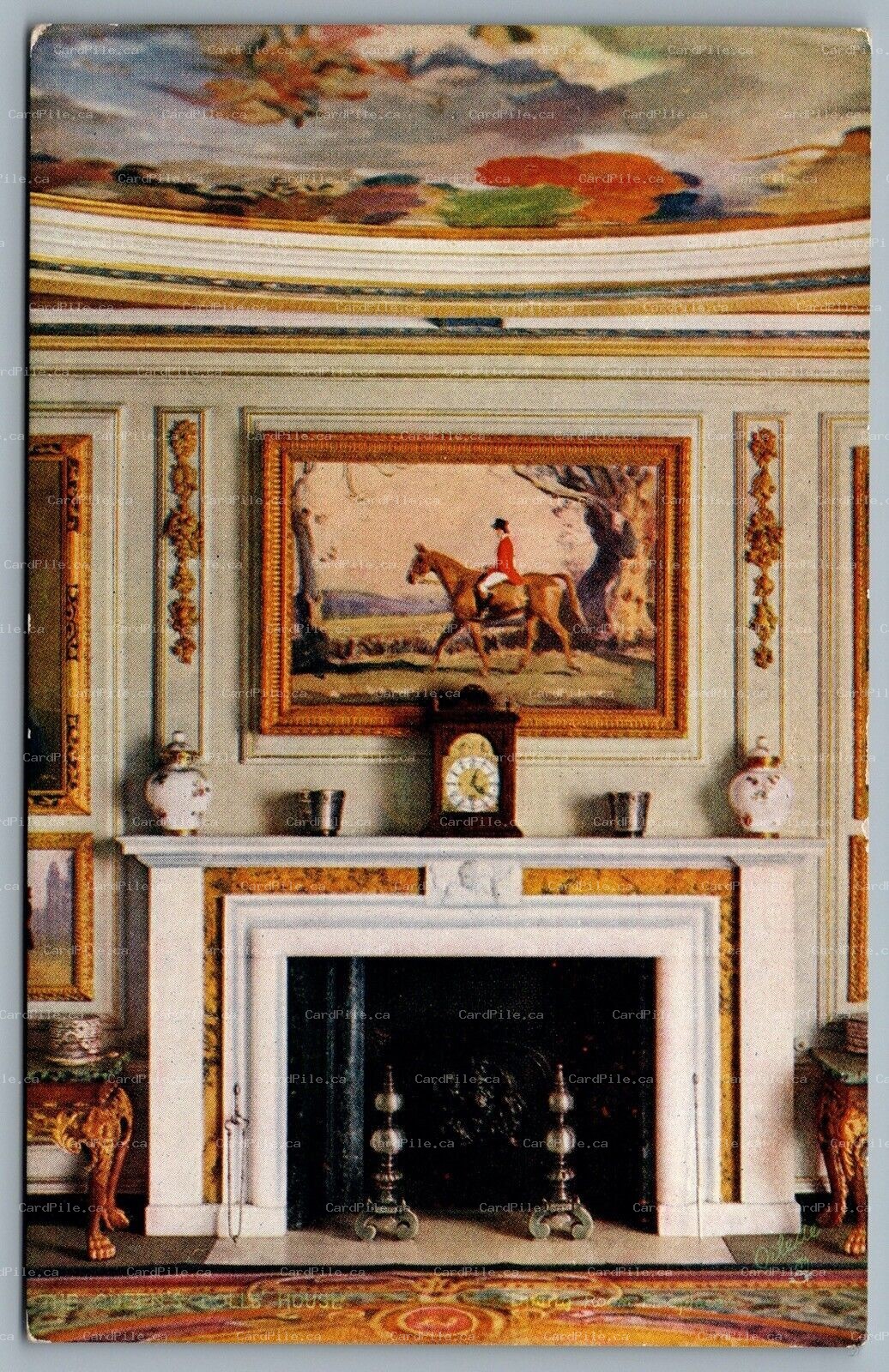 Postcard London UK c1920s Tuck Oilette Queens Doll Dining Room Fireplace