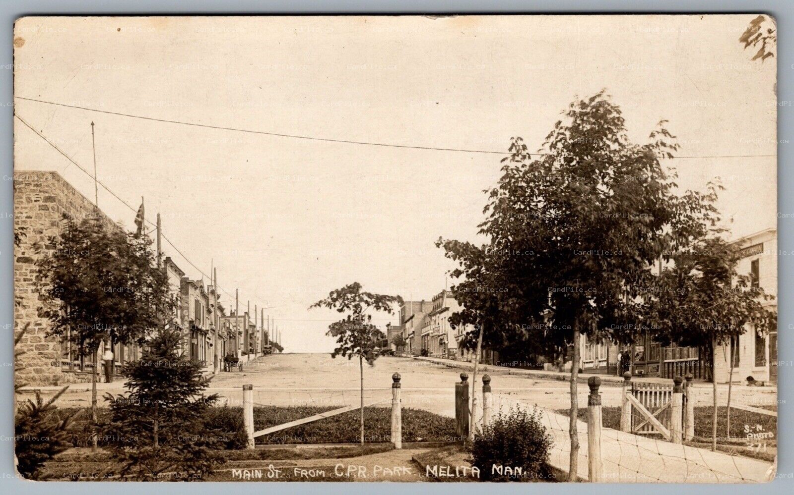 Postcard RPPC c1910s Melita Manitoba Main Street From C.P.R. Park S. N. Photo