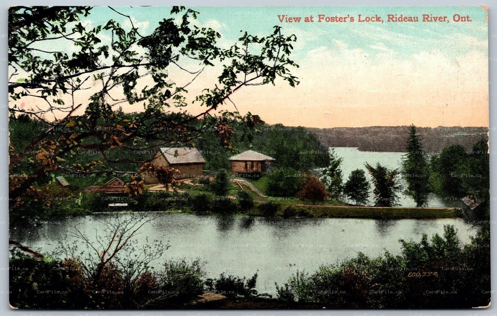 Postcard Rideau River Ontario c1908 View at Foster’s Lock Senic View