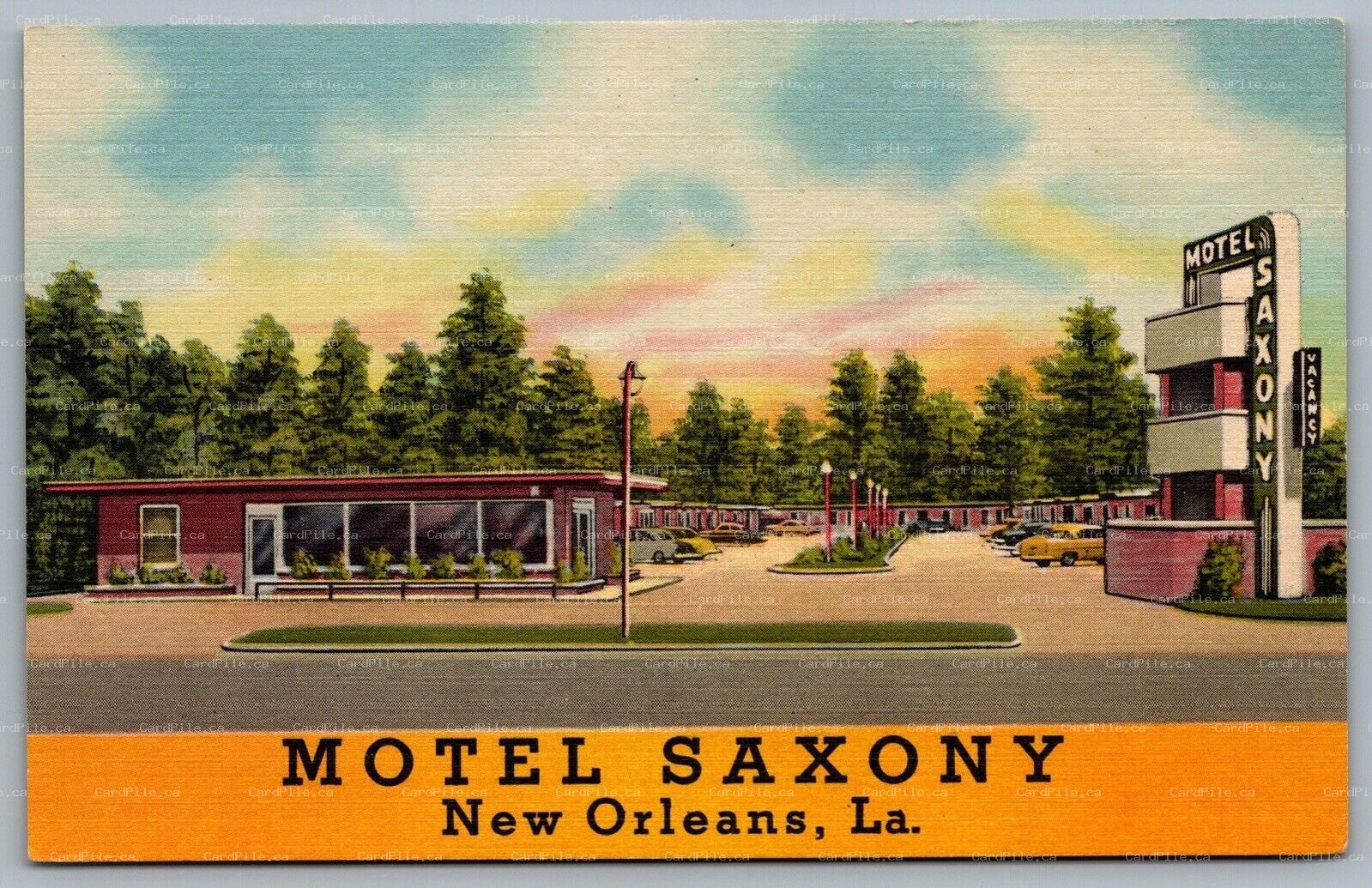 Postcard New Orleans Louisiana c1953 Motel Saxony U.S. 90 East Quality Courts