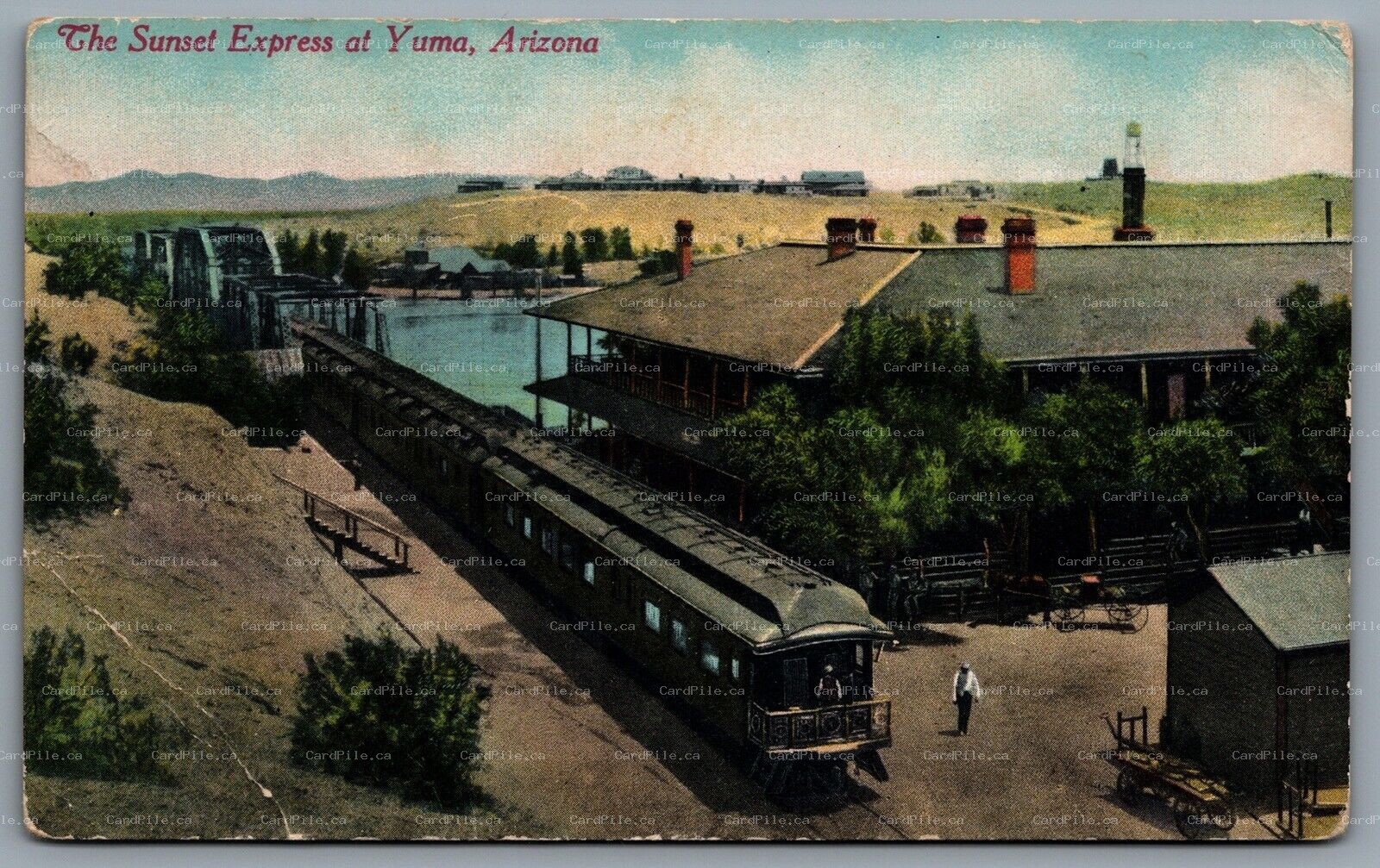 Postcard Yuma AZ c1920s Sunset Express Southern Pacific Railroad