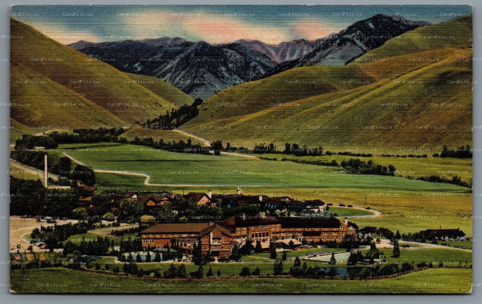 Postcard Sun Valley ID c1940s Union Pacific Railroad Advertisement Summer Scene 