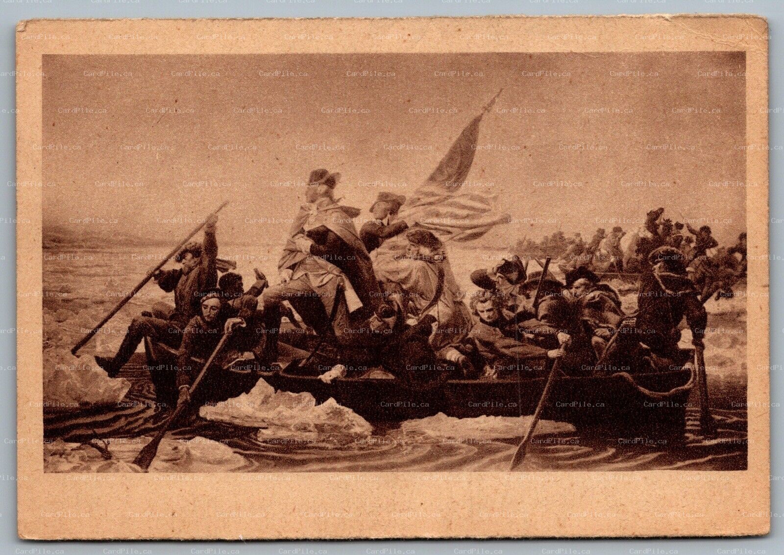 Postcard c1910s Delaware River Washington's Crossing in 1776 by Emanuel Leutze