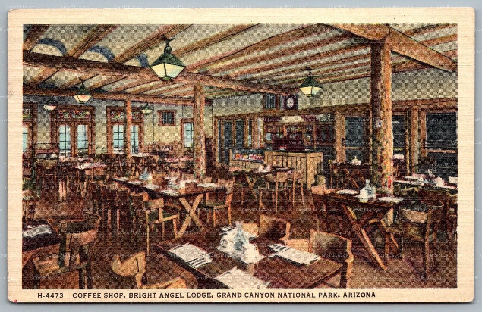 Postcard Grand Canyon Arizona c1939 Coffee Shop Bright Angel Lodge Fred Harvey
