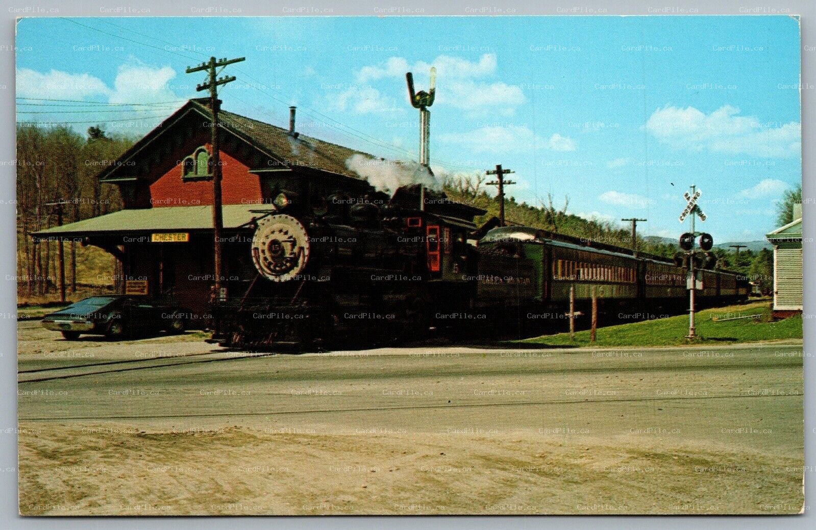 Postcard Steamtown USA Bellows Falls VT Eastbound #15 (2-8-0) Chester Depot 