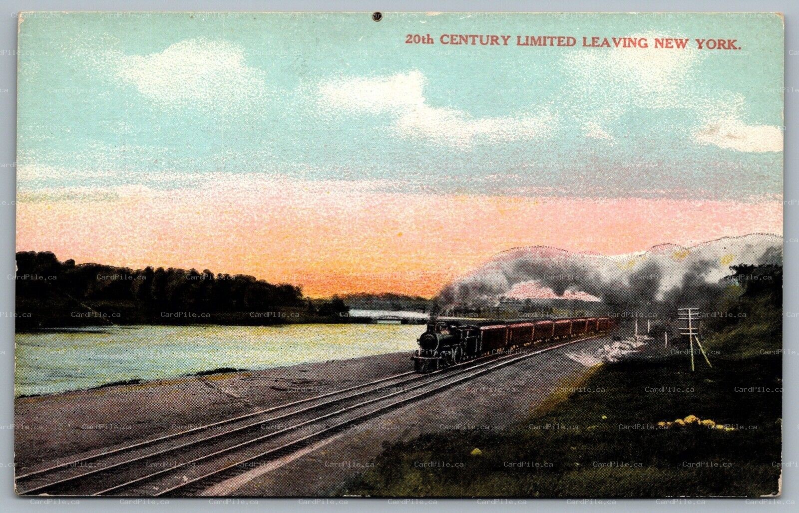 Postcard 20th Century Limited Leaving New York Lake Shore & NY Central Lines