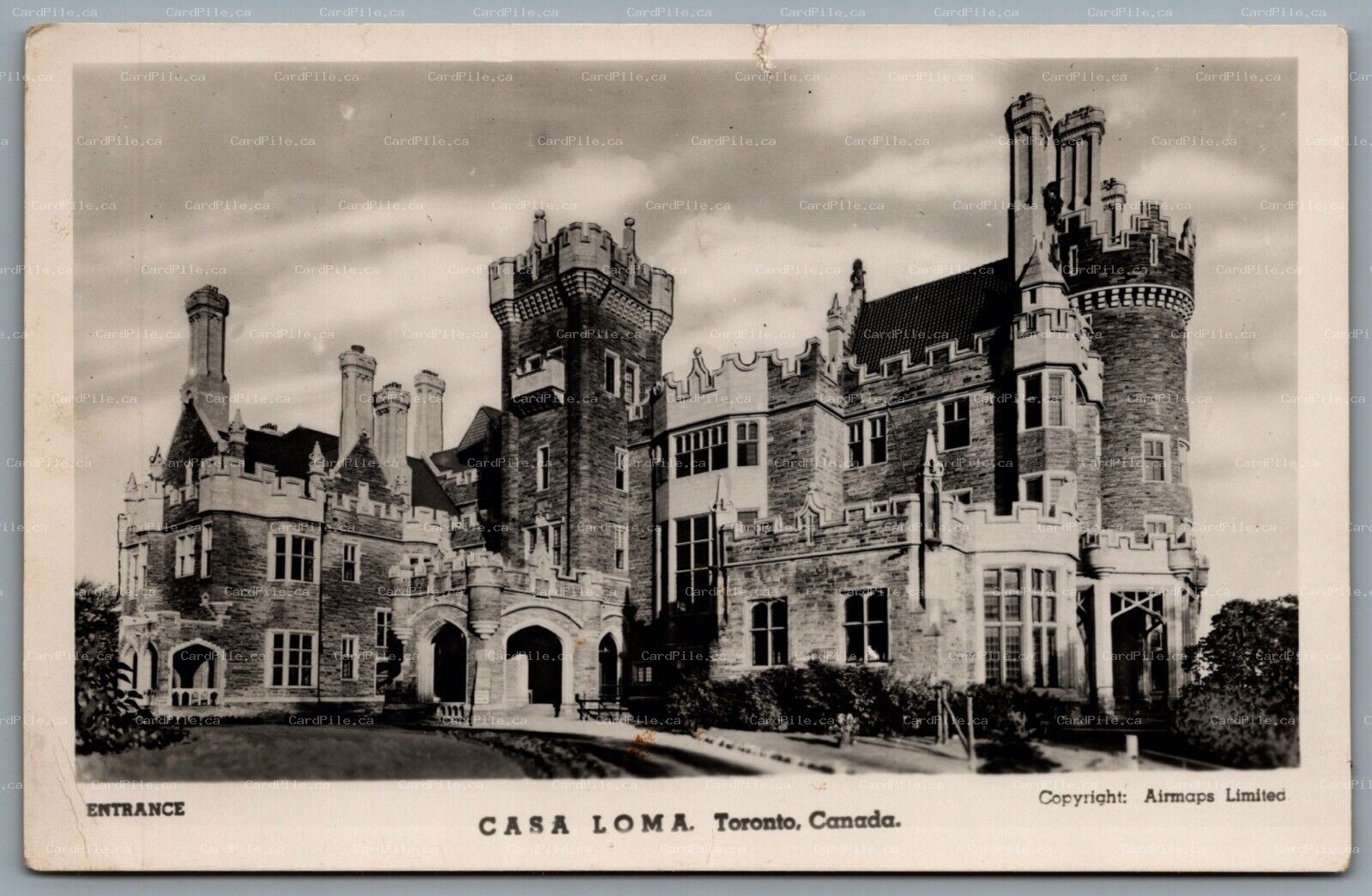 Postcard RPPC c1953 Toronto Ontario Casa Loma Entrance View Airmaps Limited