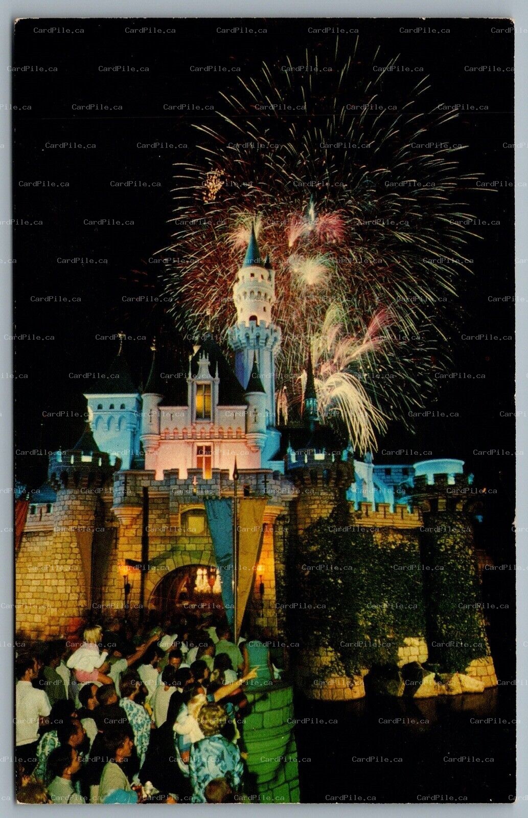 Postcard Anaheim CA c1960s Disneyland Fantasy In The Sky Fireworks 01110486