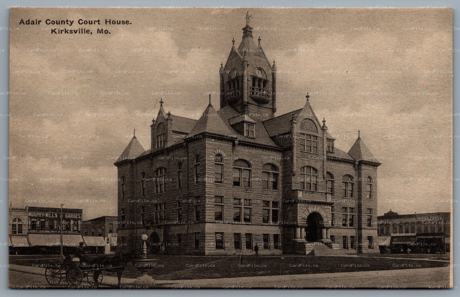 Postcard Kirksville MO c1920s Adair County Court House Murphy Mills & Garges