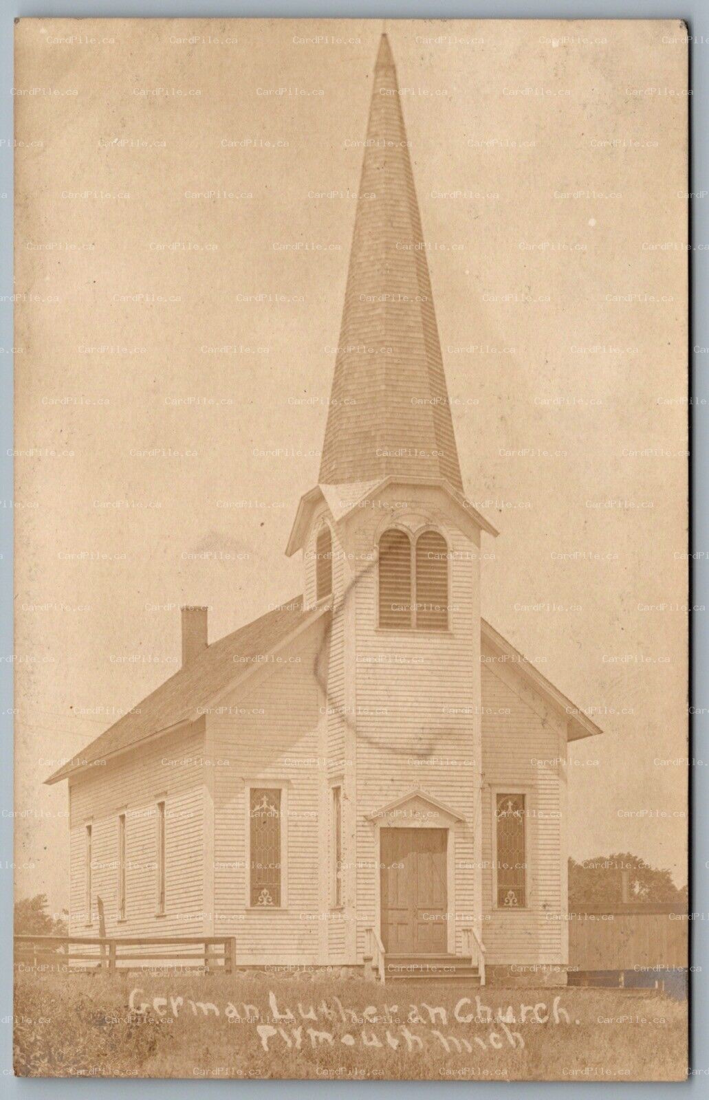 Postcard RPPC c1915 Plymouth MI St. Peter's Ev. German Lutheran Church