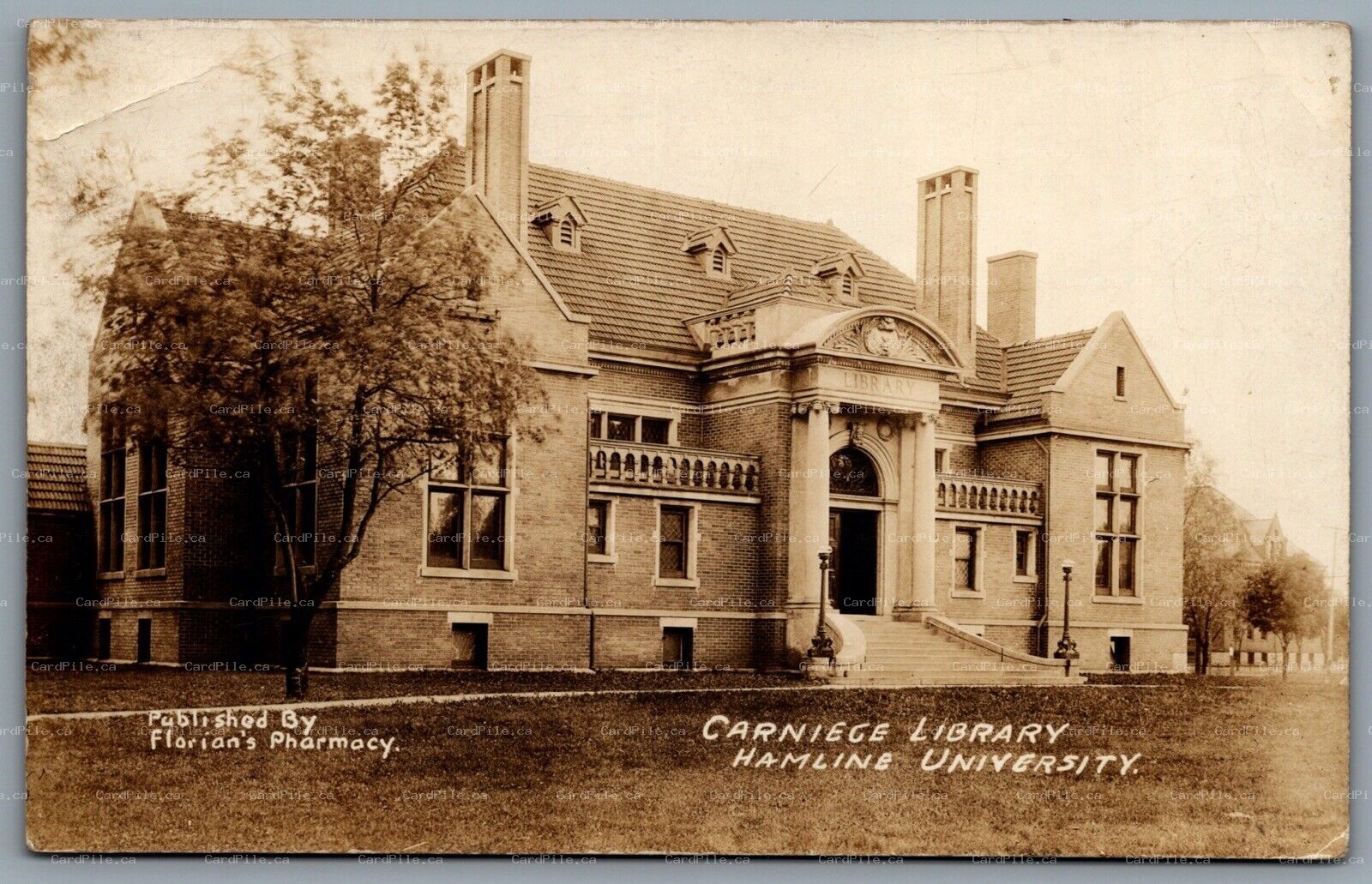 Postcard RPPC c1915 St. Paul MN Hamline University Carnegie Library Florian’s