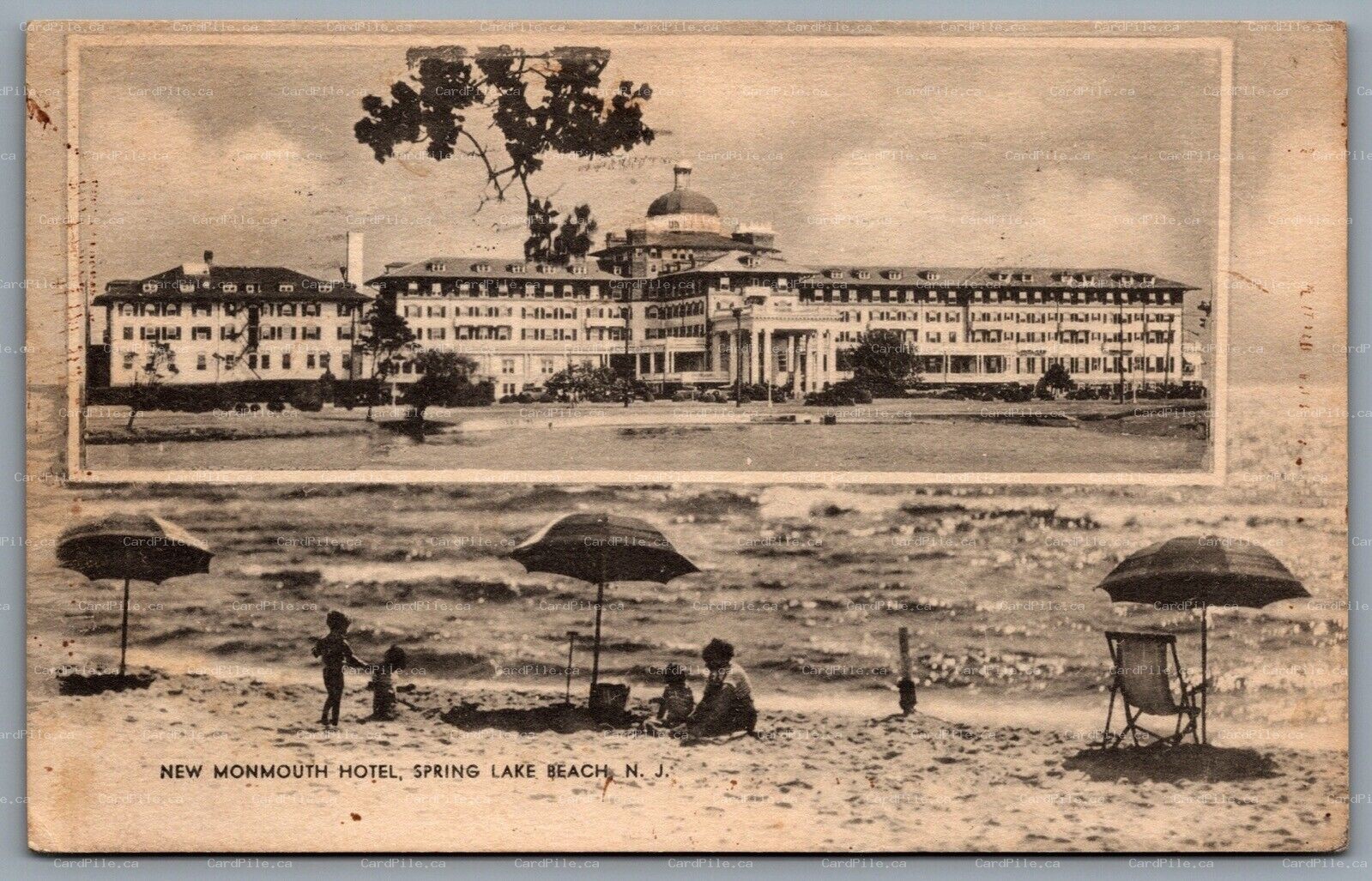 Postcard Spring Lake Beach NJ c1910s New Monmouth Hotel Dual View 