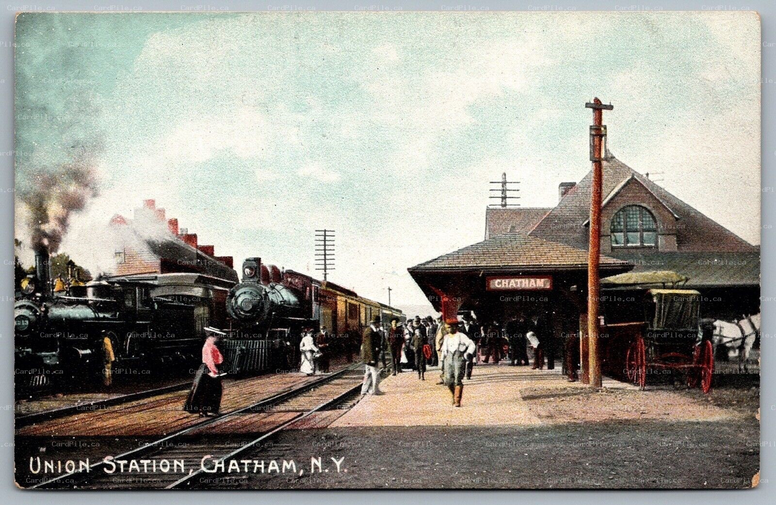 Postcard Chatham New York c1908 Union Station Depot Railroad Unused
