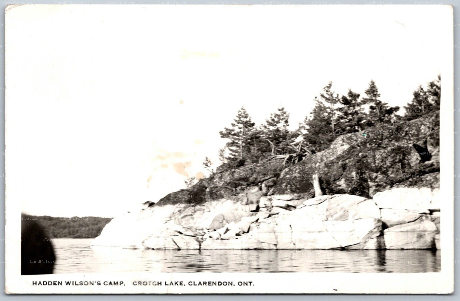 RPPC c1942 Clarendon Station Ontario Hadden Wilsons Camp Crotch Lake Split Ring