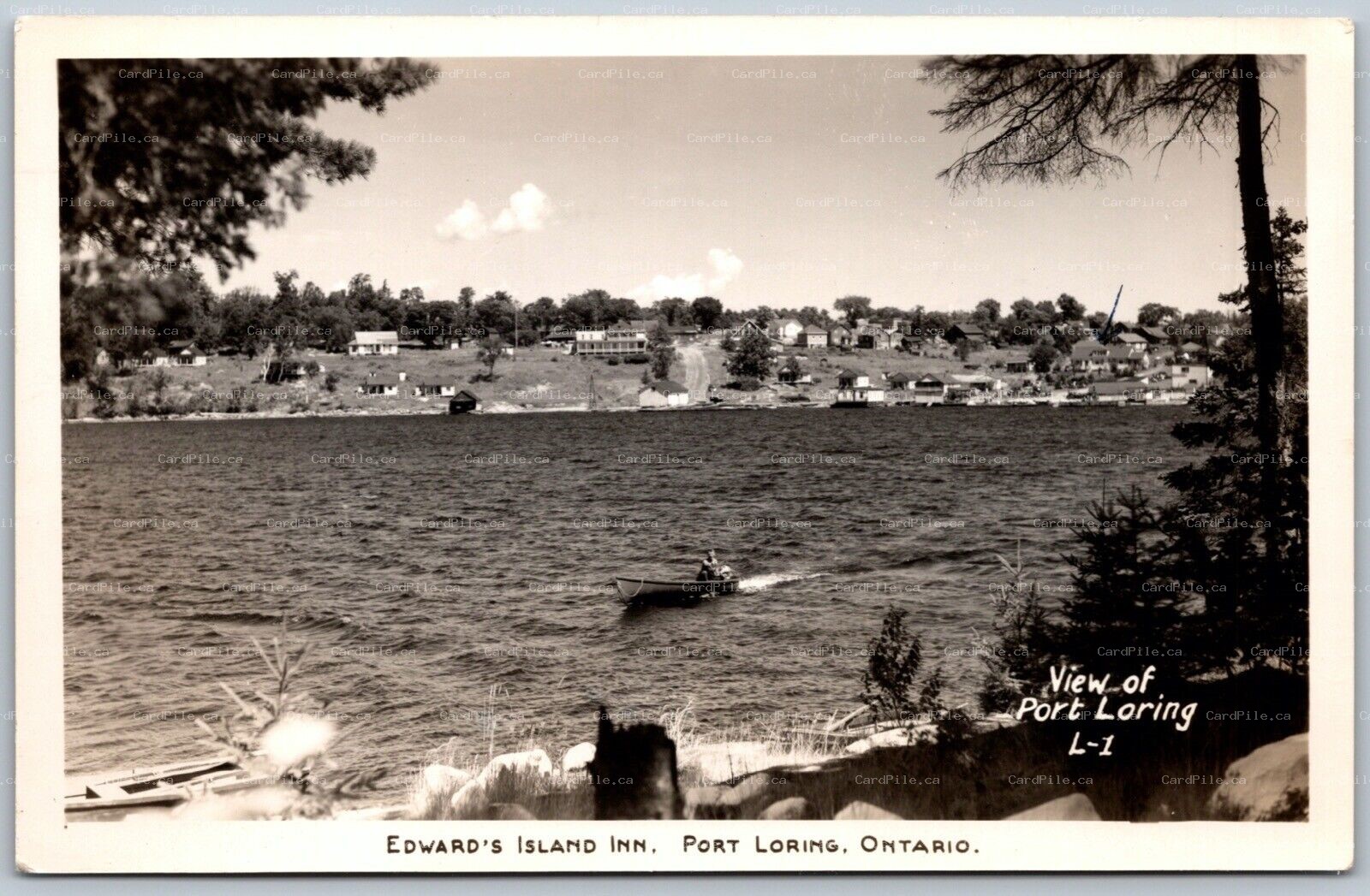 Postcard RPPC c1940s Port Loring Ontario Edwards Island Inn View of Town PSD