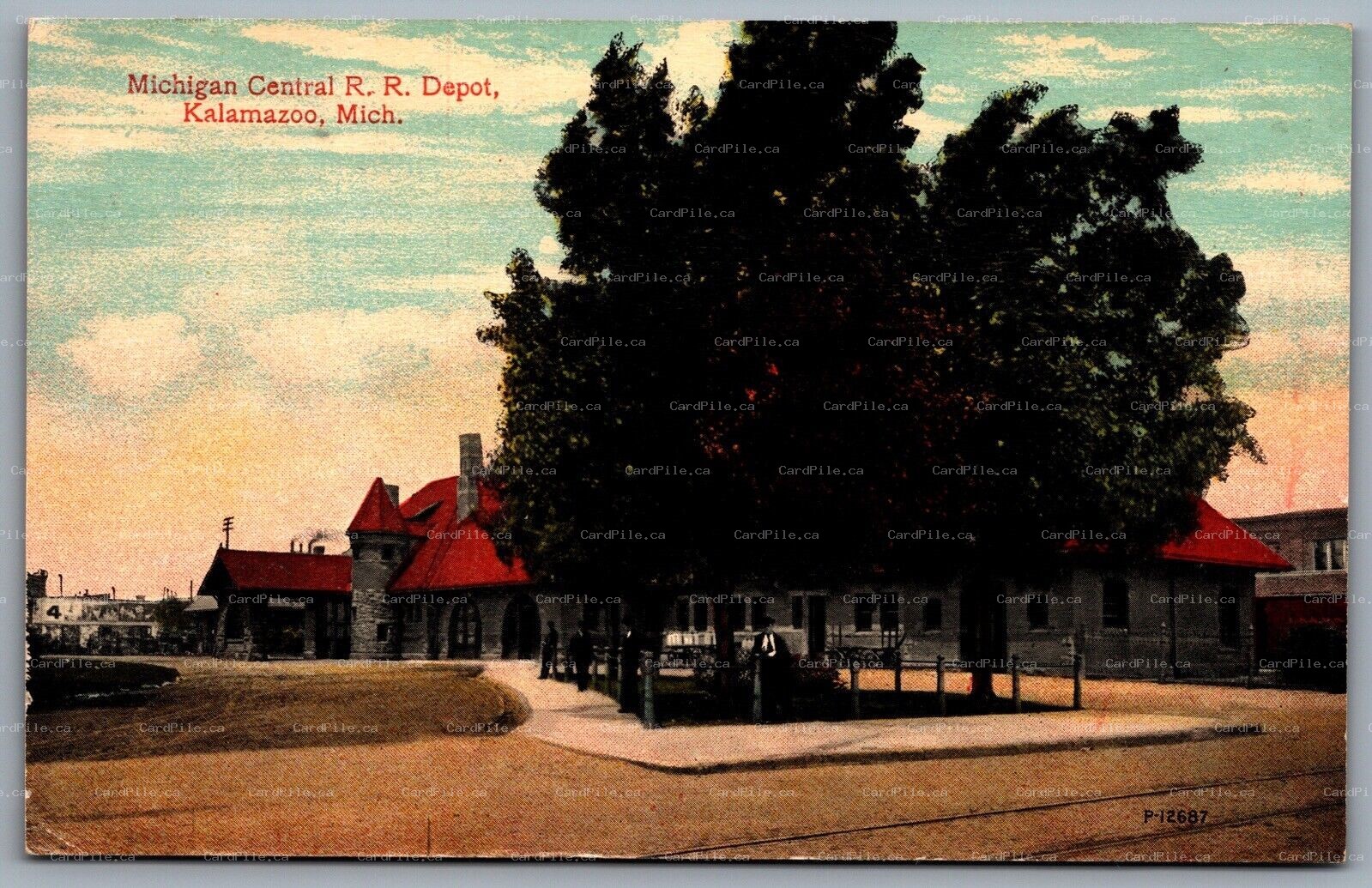 Postcard Kalamazoo MI c1910s Michigan Central Railroad Depot Station