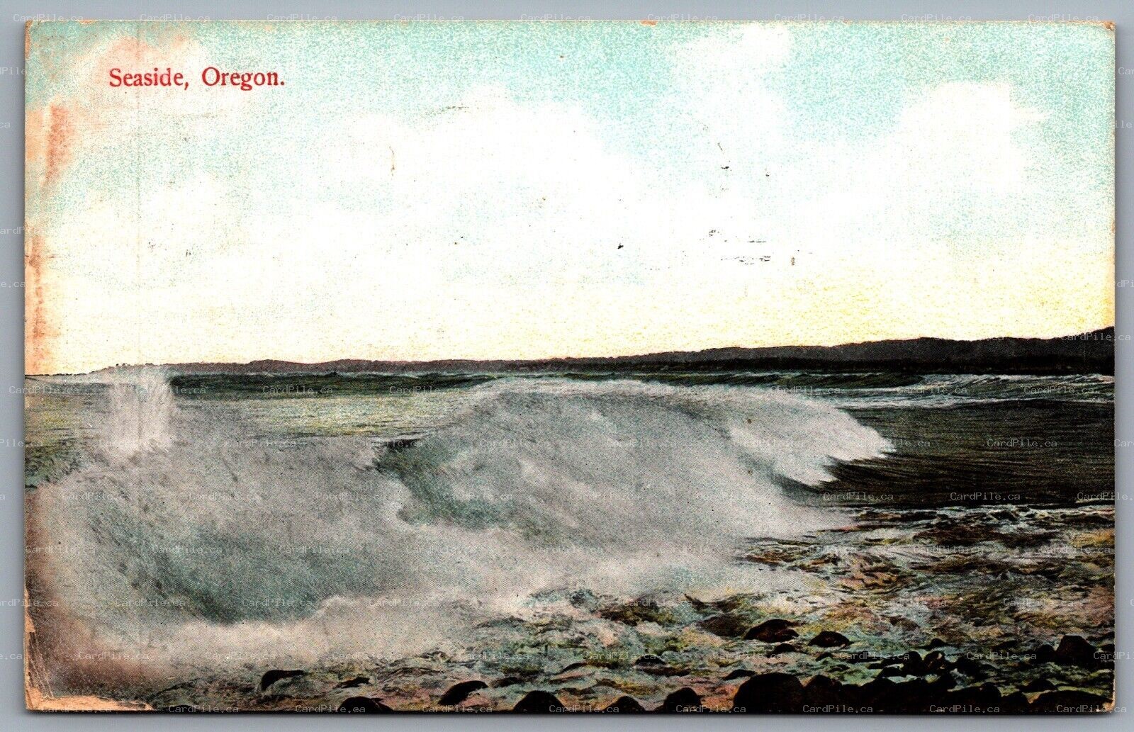 Postcard Oregon c1909 Seaside View Ocean Surf Rock Coast