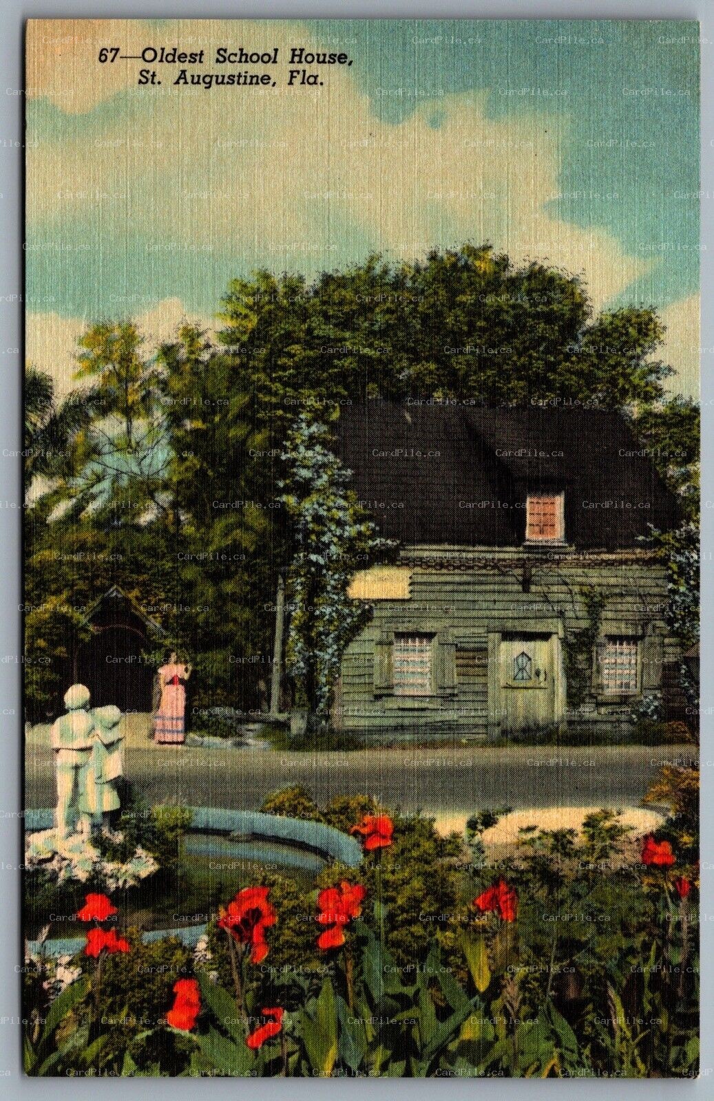 Postcard St. Augustine FL c1948 Oldest School House Wooden 14 St. George Street