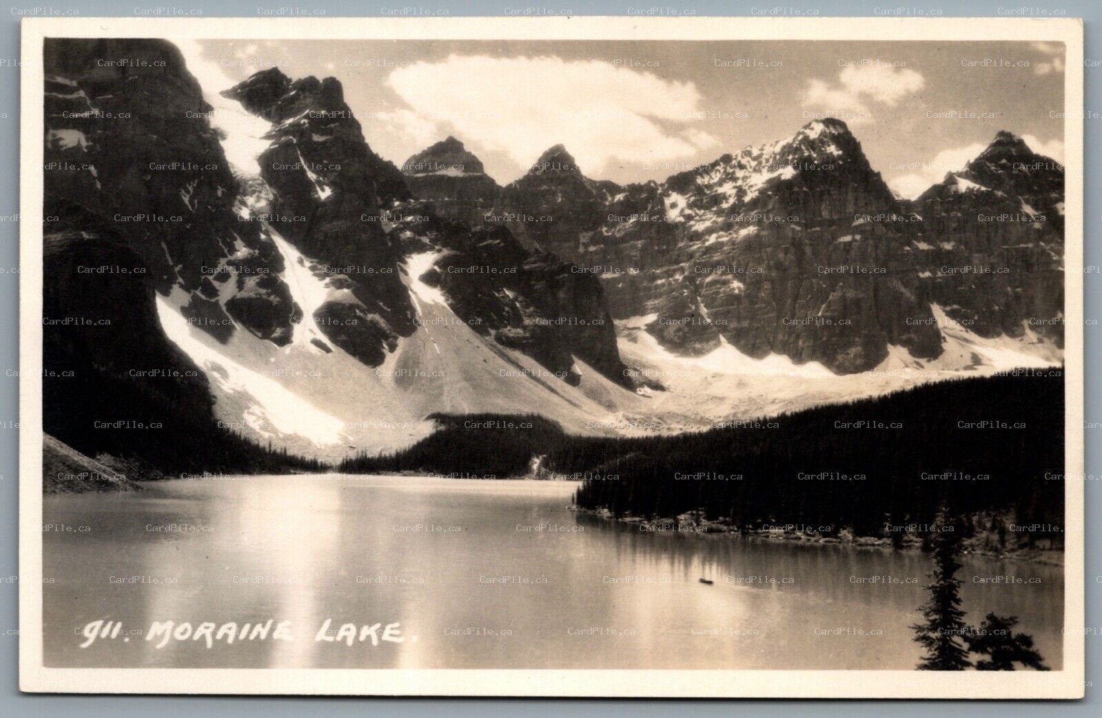 Postcard RPPC c1940s Banff Alberta Moraine Lake Byron Harmon Real Photo Postcard