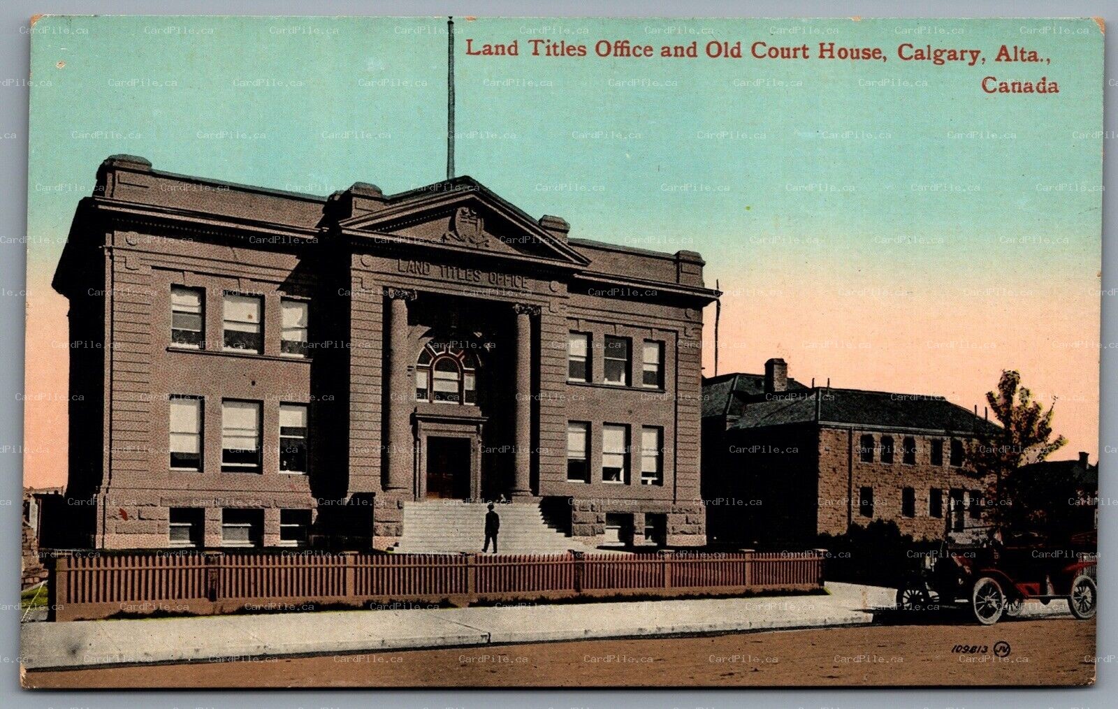 Postcard Calgary Alberta c1910s Land Titles Office And Old Court House