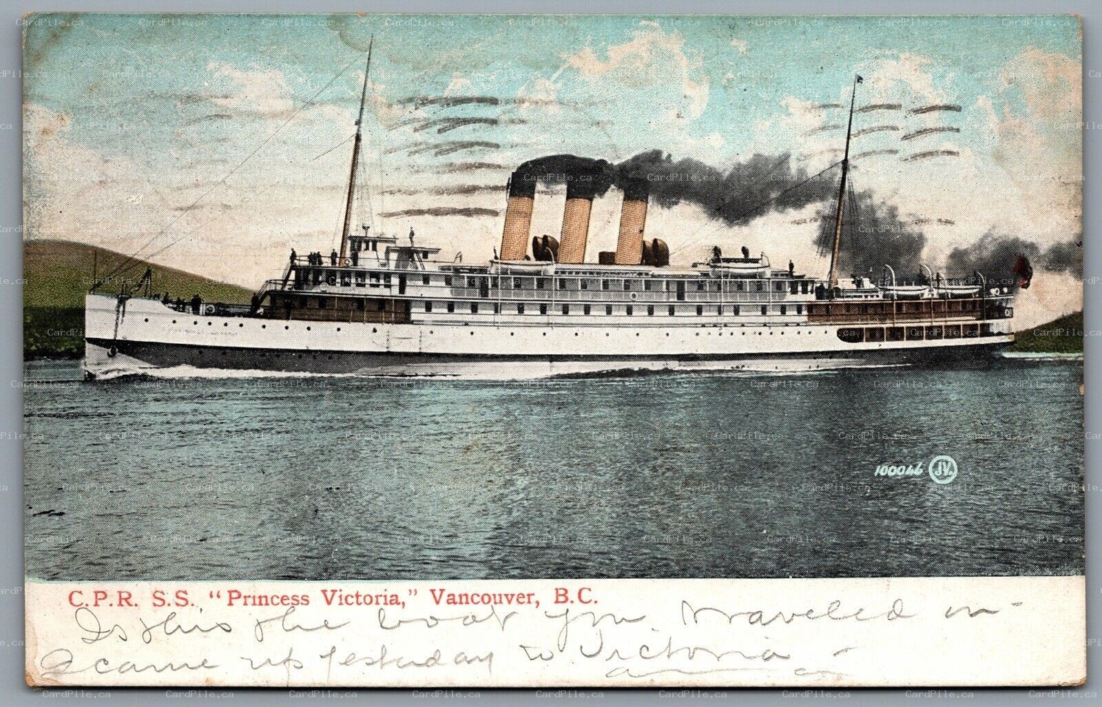 Postcard Vancouver BC c1908 C.P.R. S.S. Princes Victoria Steamer Ship
