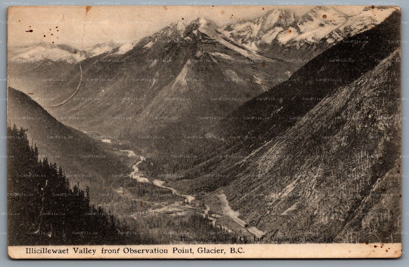 Postcard Glacier BC c1908 Illecillewaet Valley From Observation Point RPO Cancel