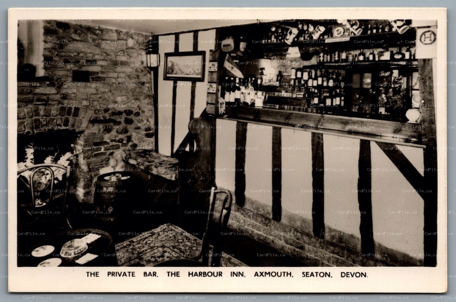 Postcard RPPC c1930s Devon UK The Harbour Inn Private Bar Axmouth Seaton