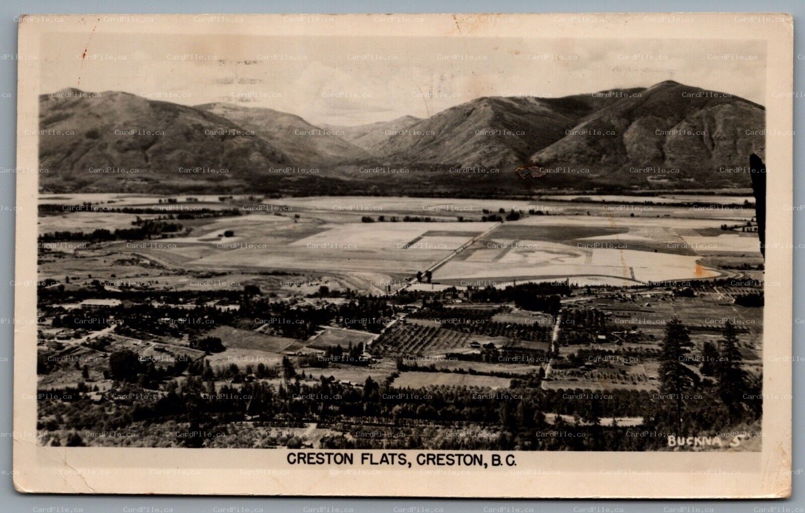 Postcard RPPC c1957 Creston British Columbia Creston Flats Birds Eye View