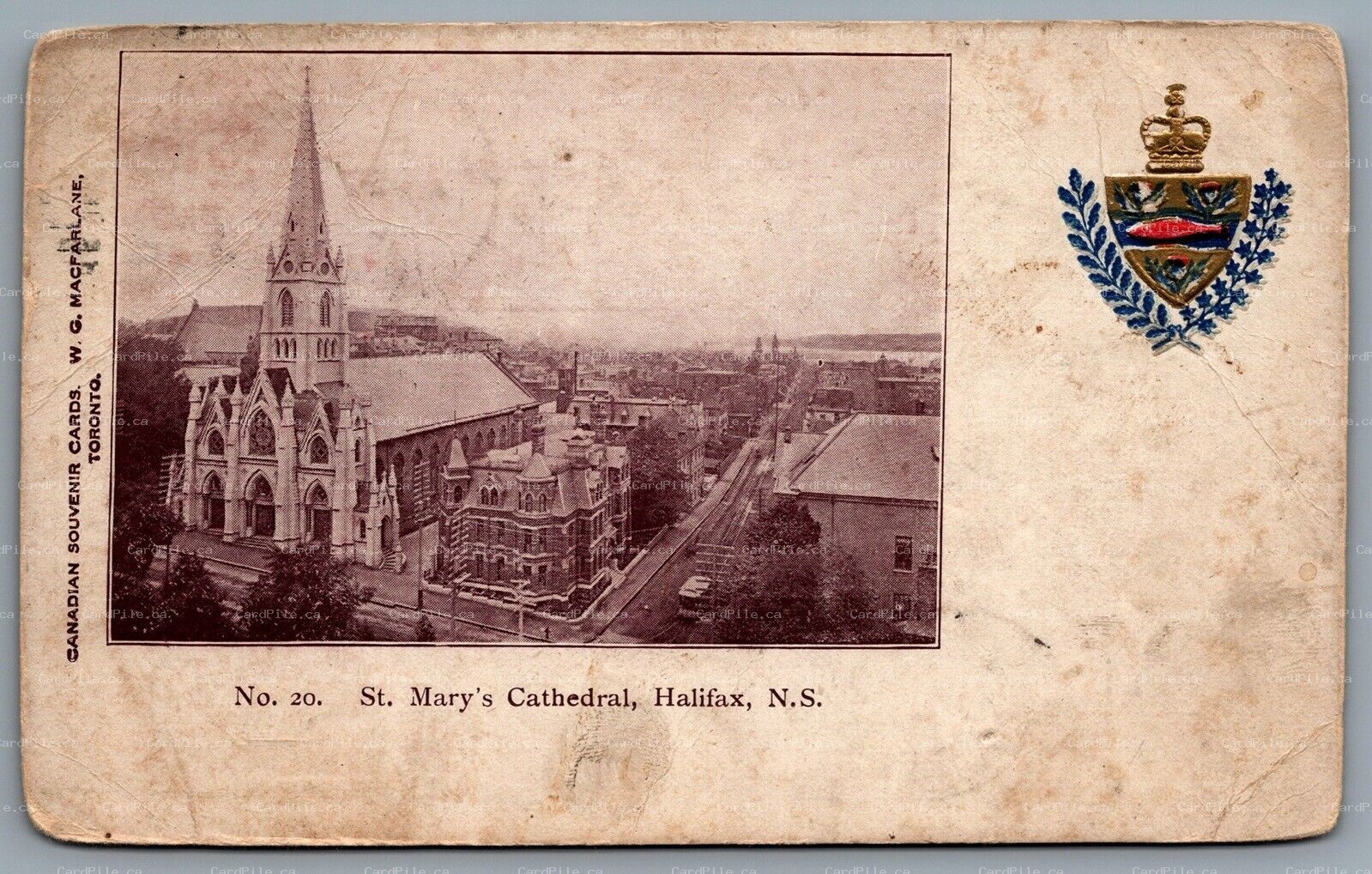 Postcard Halifax NS c1904 St. Marys Cathedral Nova Scotia Coat of Arms Patriotic