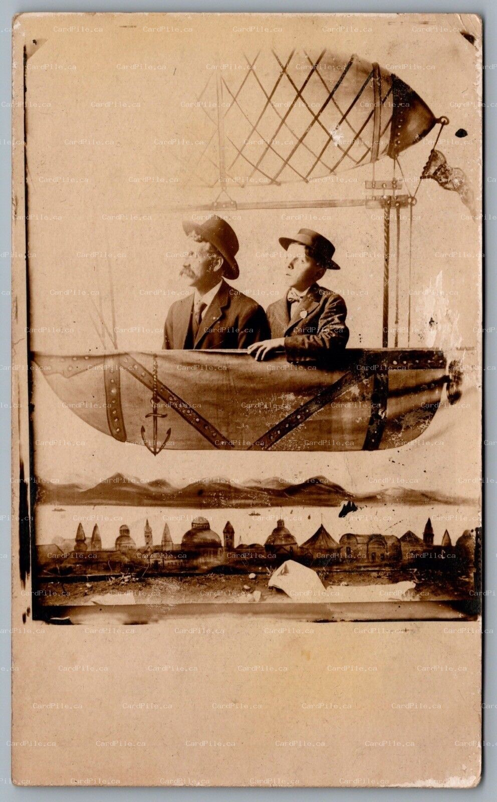 Postcard RPPC c1907 New Westminister BC Studio Photo Men In Airship Dirigible