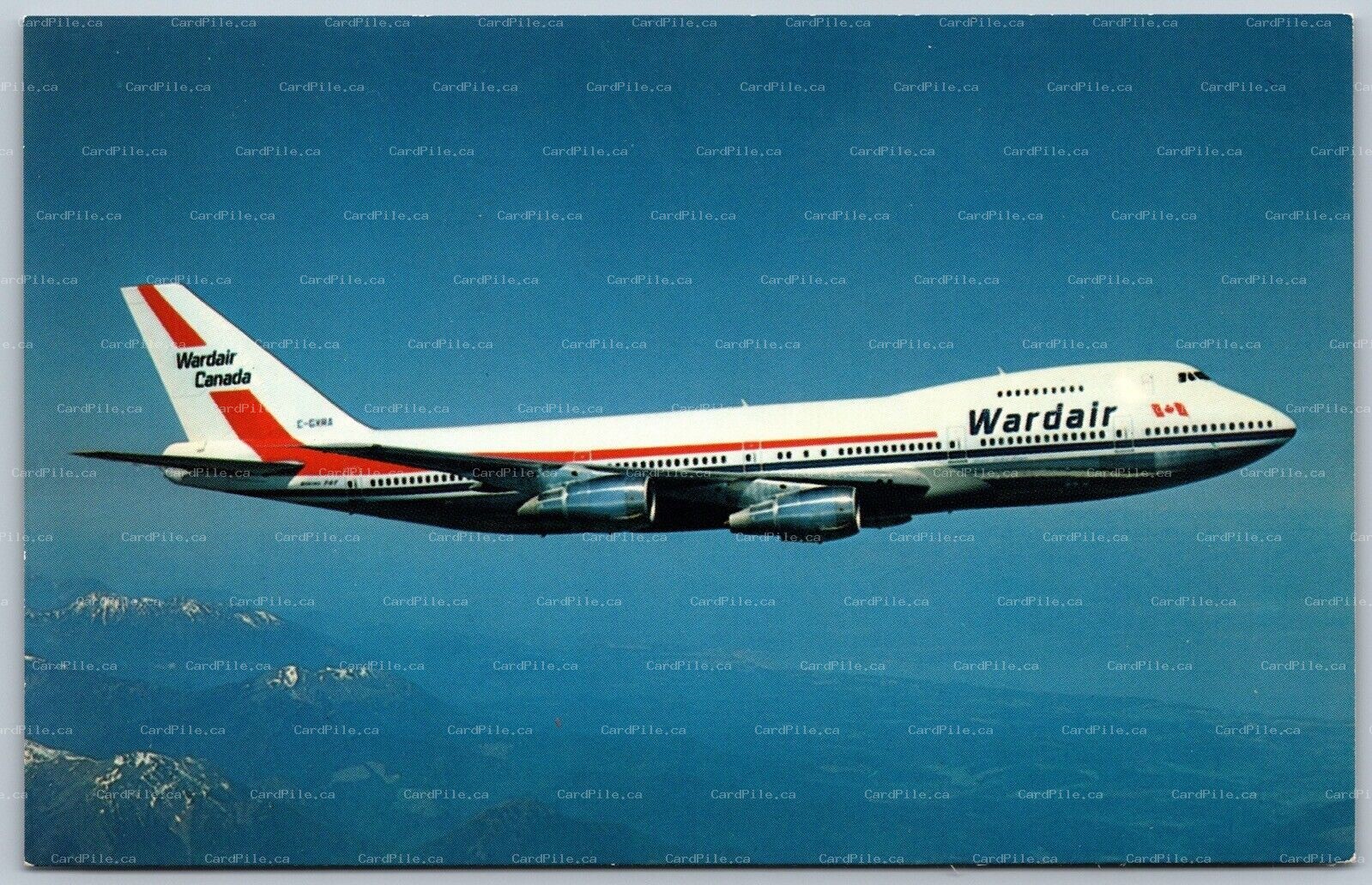 Postcard c1975 Aviation Wardair Canada Boeing 747 in Flight