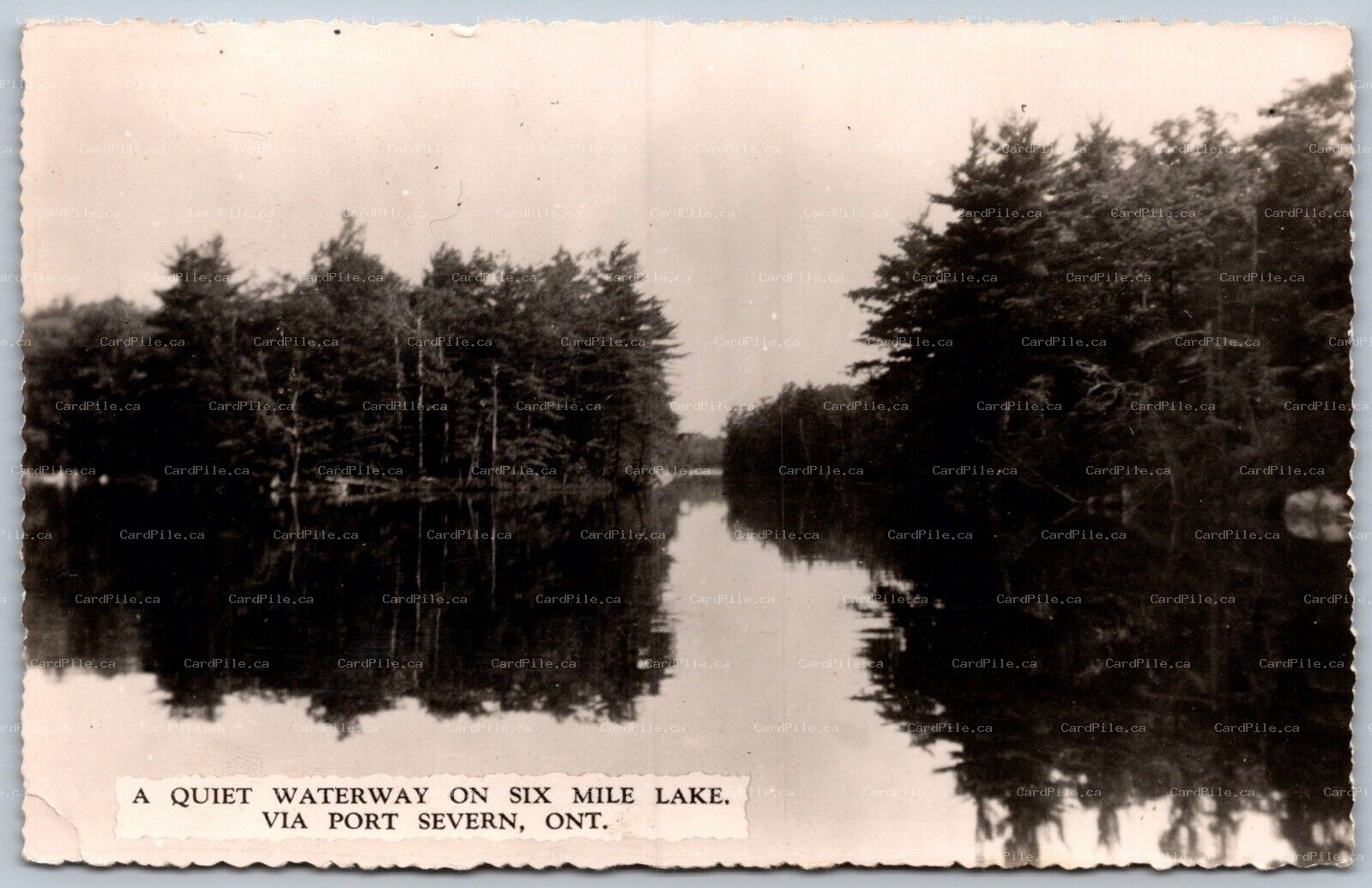 Postcard RPPC c1955 Six Mile Lake Ontario Quite Waterway via Port Severn Scenic